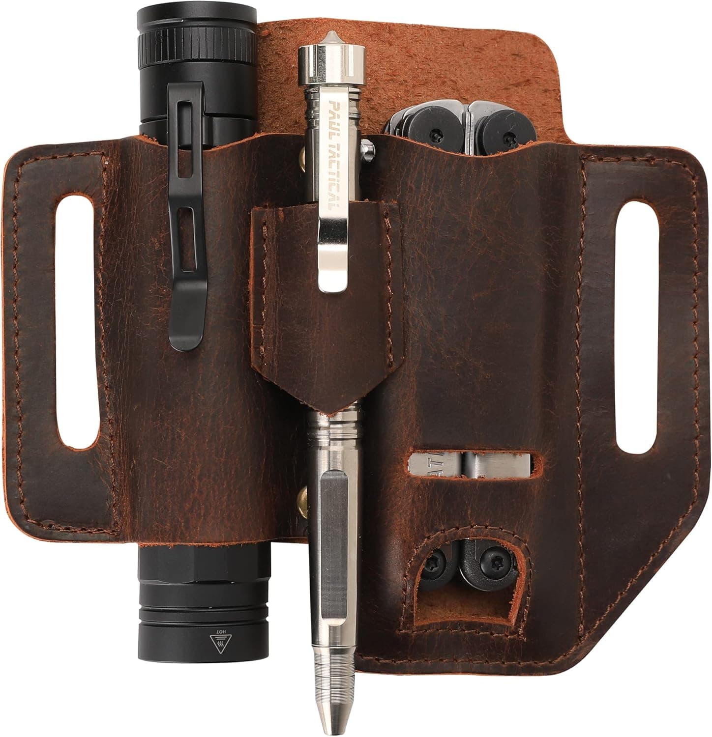 KEVANCHO Multitool Sheath for Belt, Leather Tool Pouch Belt Holster Bag, EDC Pouch Pocket Organizer Case for Knife, Flashlight, Tactical Pen, Camping and Outdoor, Gift for Men, Him, Dad