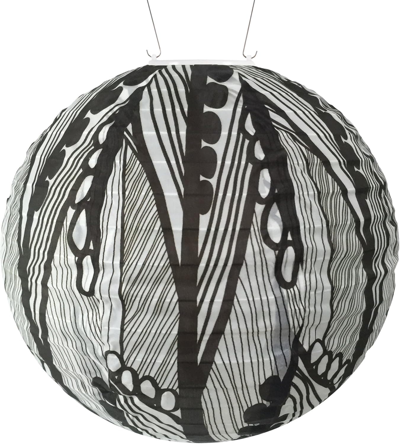 Allsop 31792 Soji Black & White Seed Leaf Round Solar Lantern