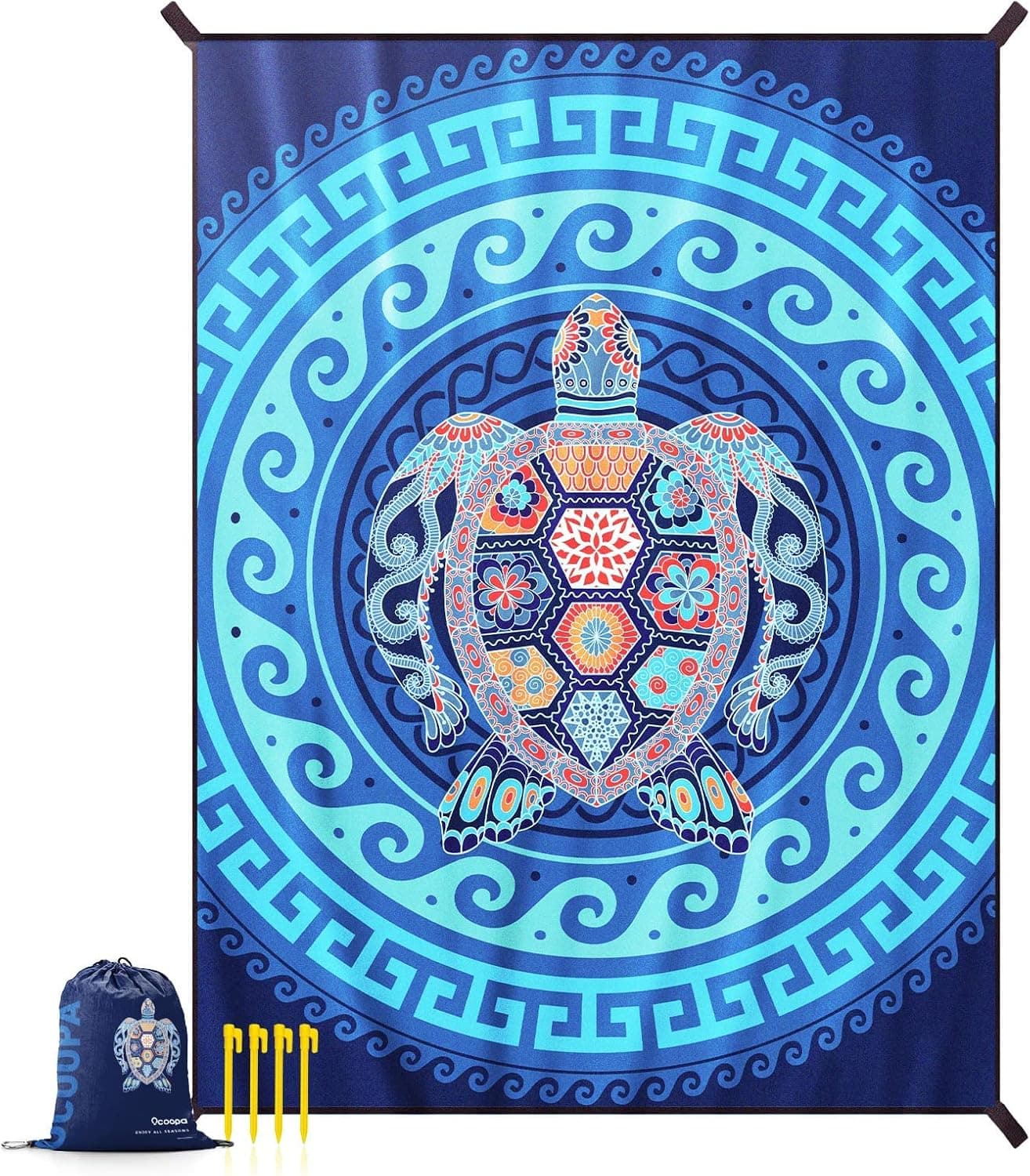 OCOOPA Diveblues Beach Blanket, Sand Free Mat Quick Drying, Large and Compact, Easy Carring, Perfect for Beach Yoga, Outdoor Music Festival, Travel Camping Gifts