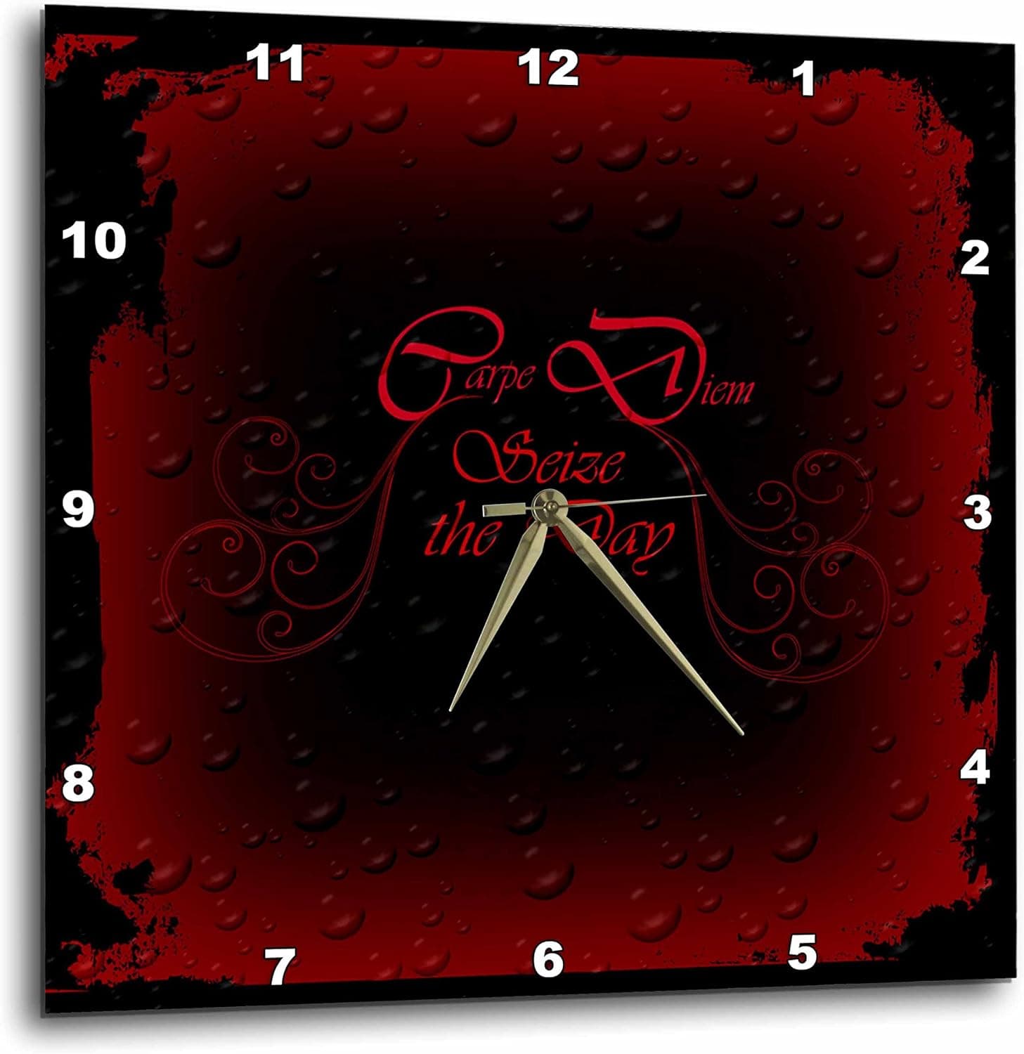 3dRose dpp_165372_3 A Goth Design with Carpe Diem Written in Fancy Letter in Red-Wall Clock, 15 by 15-Inch