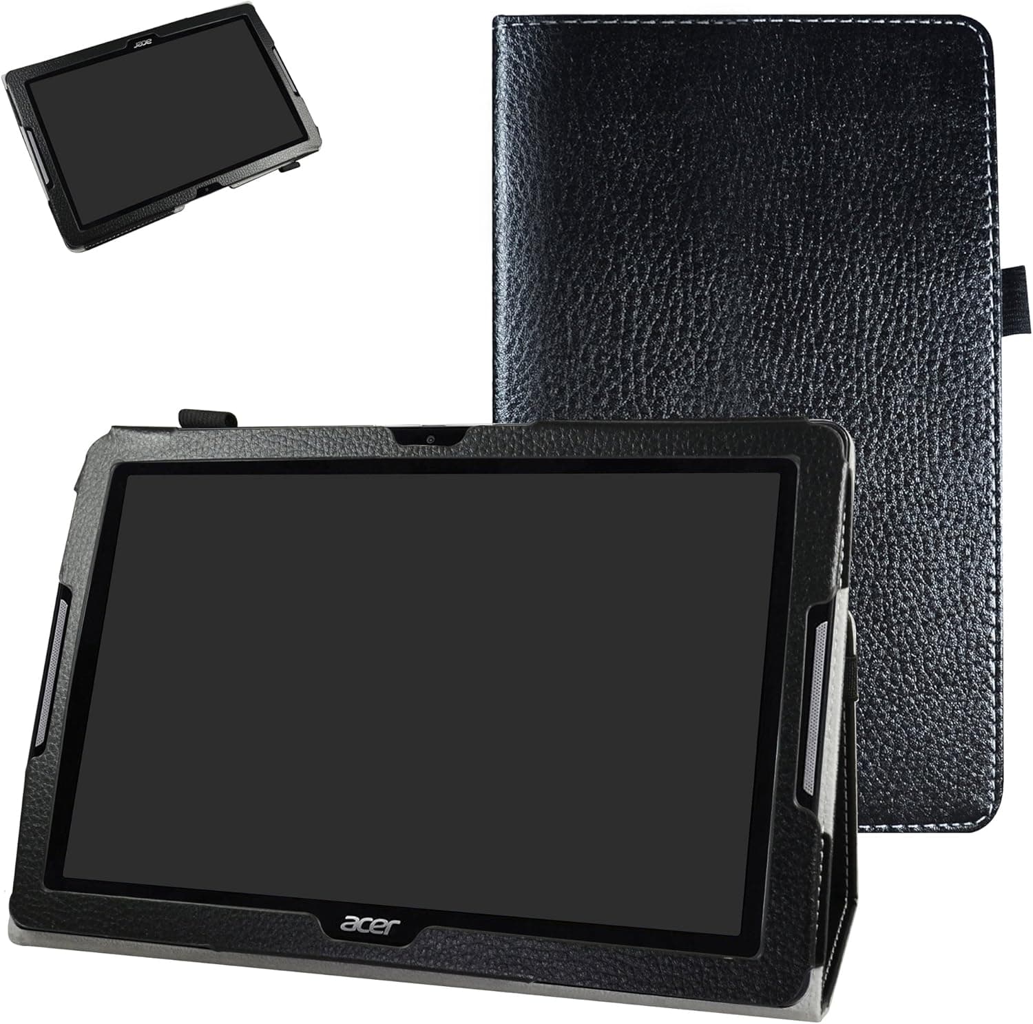 Acer Iconia One 10 B3-A30 Case,Mama Mouth PU Leather Folio 2-Folding Stand Cover with Stylus Holder for 10.1" Acer Iconia One 10 B3-A30 Android Tablet, Black