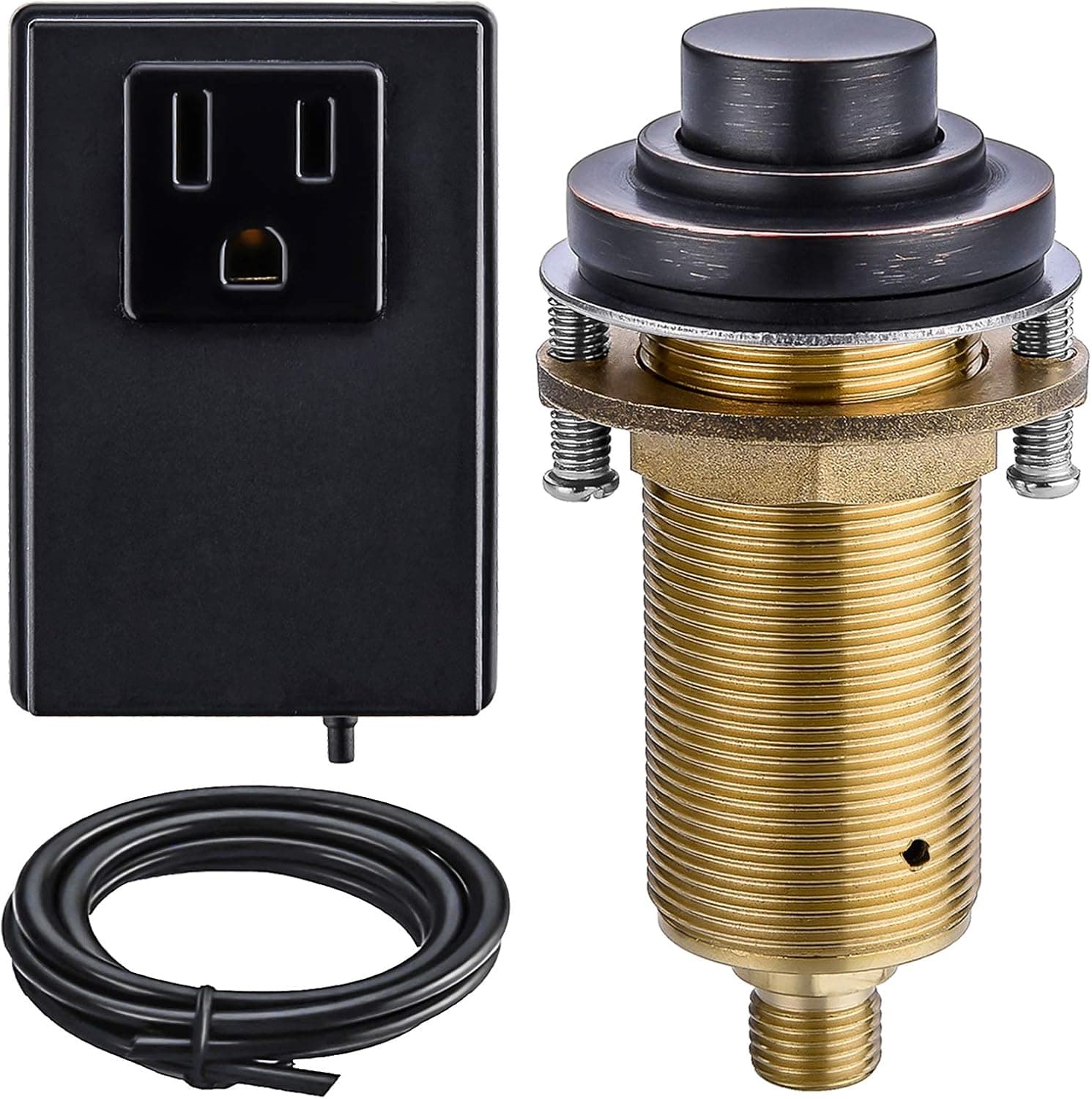 SINKINGDOM SinkTop Air Switch Kit (Long Full Brass Button) for Garbage Disposal, Cordless (Oil Rubbed Bronze)