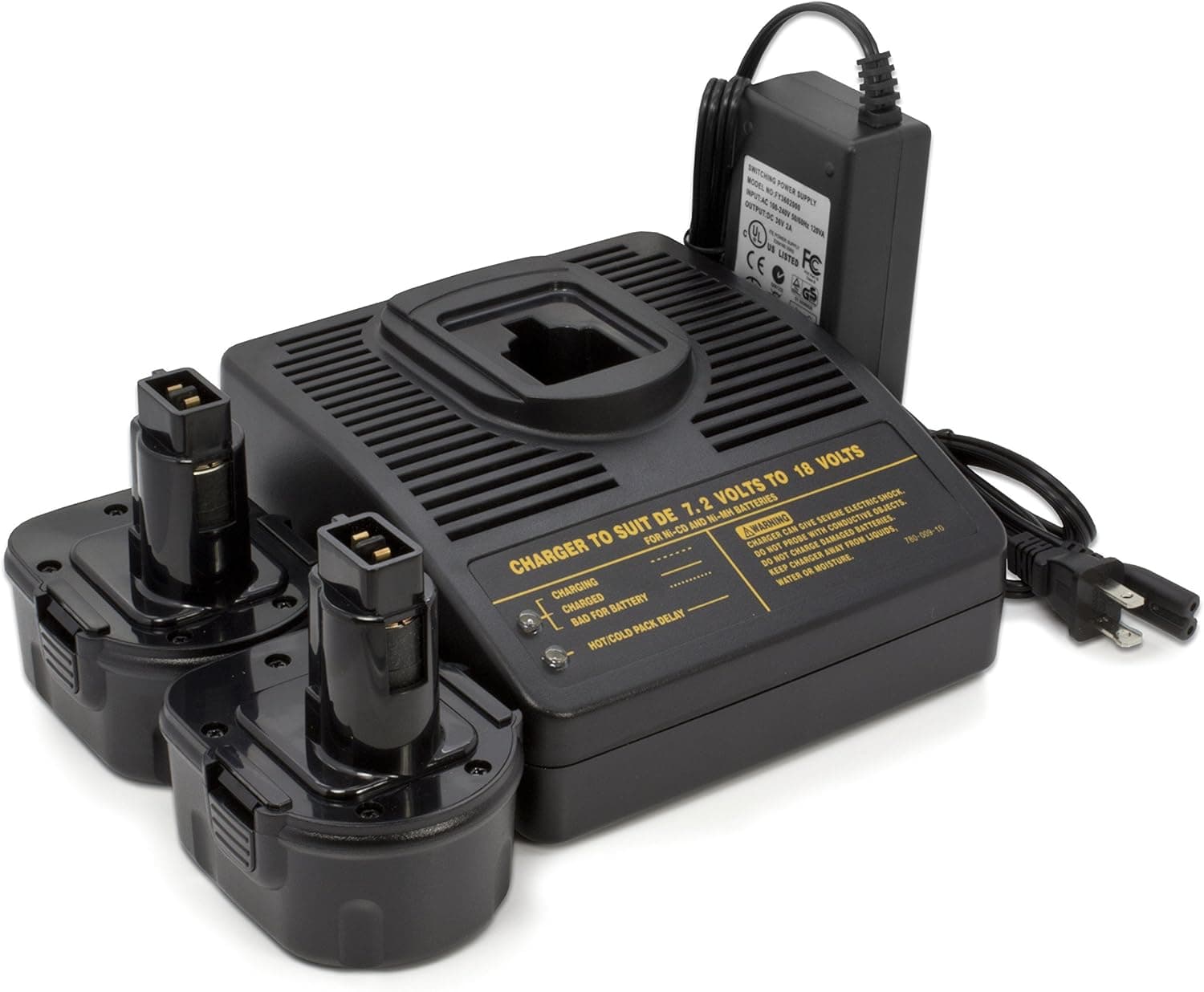 ExpertPower® 12v 3000mAh (3.0 AH) NiMh Battery for Dewalt DW9072 DW9071 DC9071 DE9037 DE9071 DE9072 DE9074 DE9075 152250-27 397745-01 Battery Pack (2 Batteries + 1 Charger)