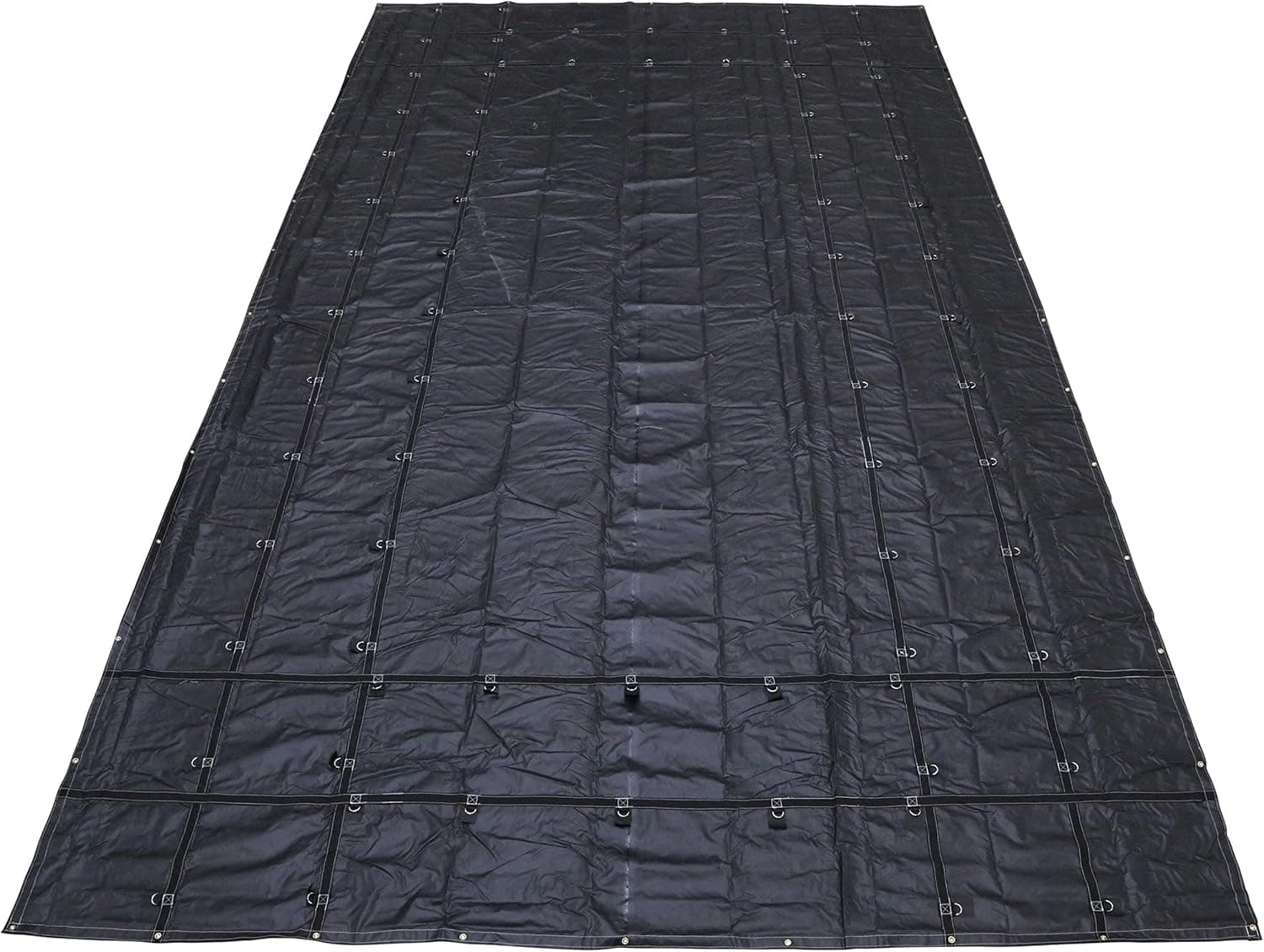 US Cargo Control Heavy-Duty Steel Tarp - 16 Foot x 27 Foot Flatbed Tarp - Black 18 Ounce PVC-Coated Polyester Waterproof Material - Protects Your Flatbed Trailer Cargo from Wind, Snow, Rain, and Sun