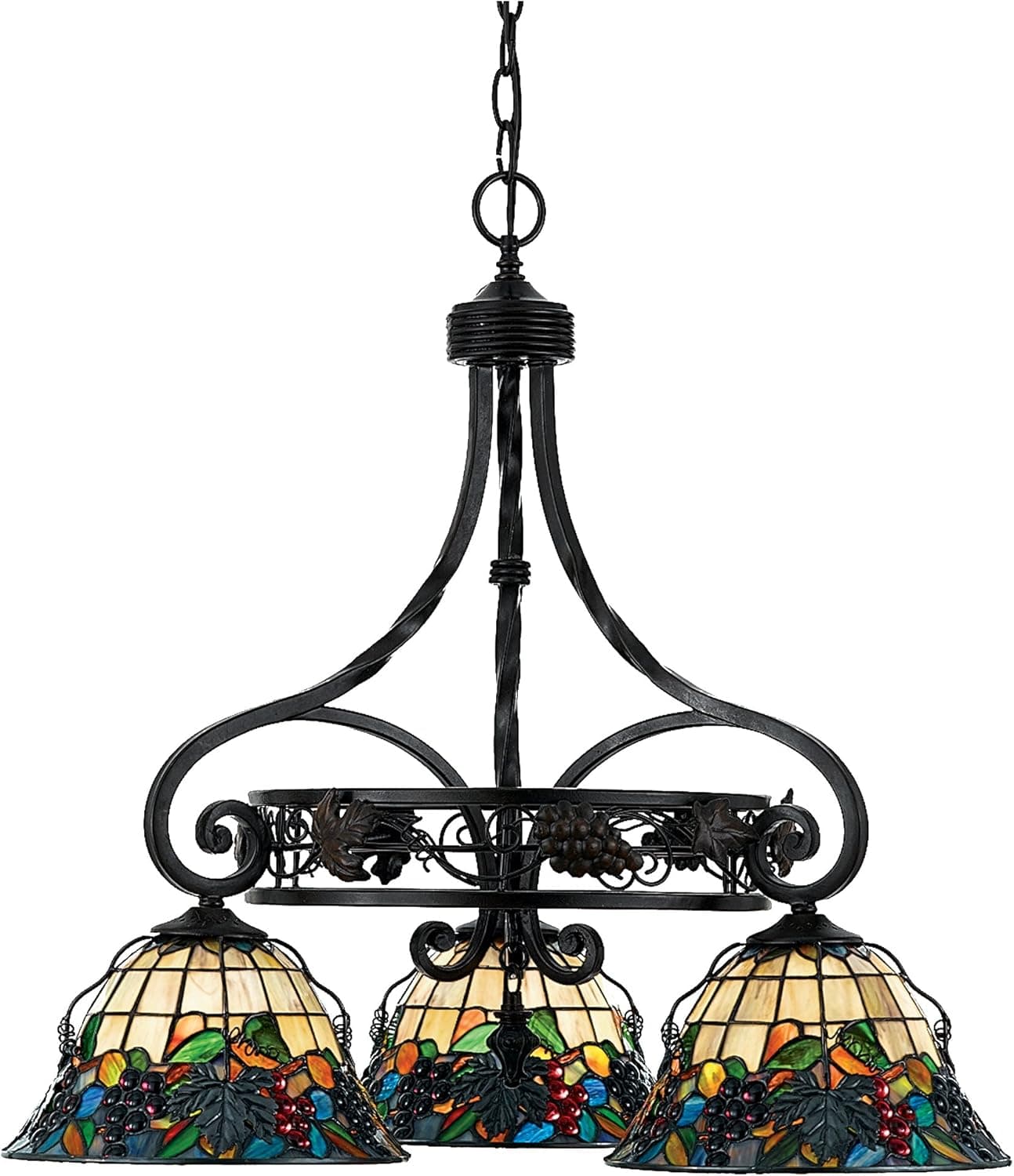 Quoizel TFFR5103VA Fruit Harvest 23-1/2-Inch One Tier Chandelier with Three Downlights, Valiant Bronze Finish