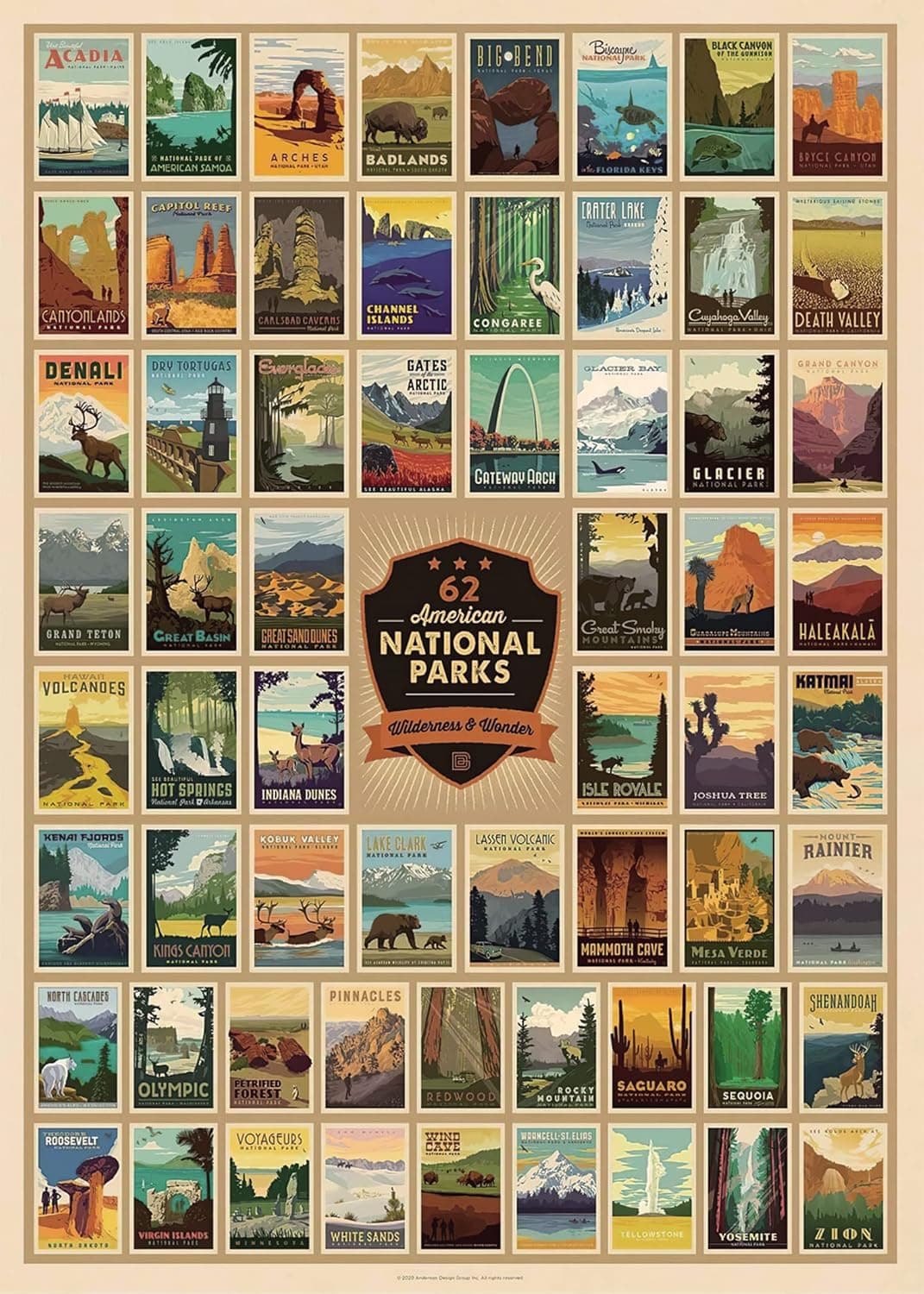 National Parks Puzzle for Adults 1000 Pieces, Vintage Landscape Poster Puzzles Including Zion Yellowstone Yosemite, Jigsaw Puzzles for Adults 1000 Pieces and Up