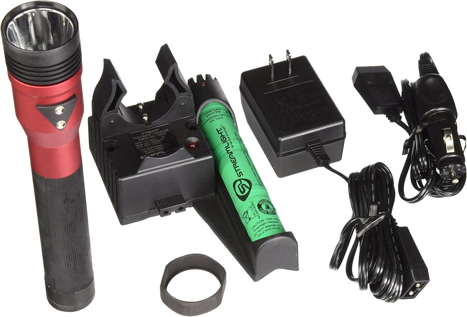 Streamlight 75494.0 Red 640 lm DS Stinger LED Flashlight with Piggyback Charger (HL AC/DC)