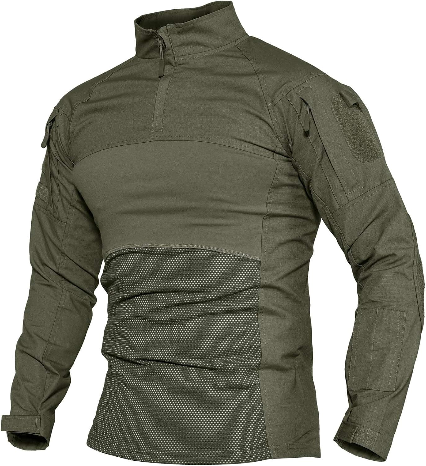 CRYSULLY Men's Military Shirt Pullover Long Sleeve Army 1/4 Zip Tactical T-Shirts