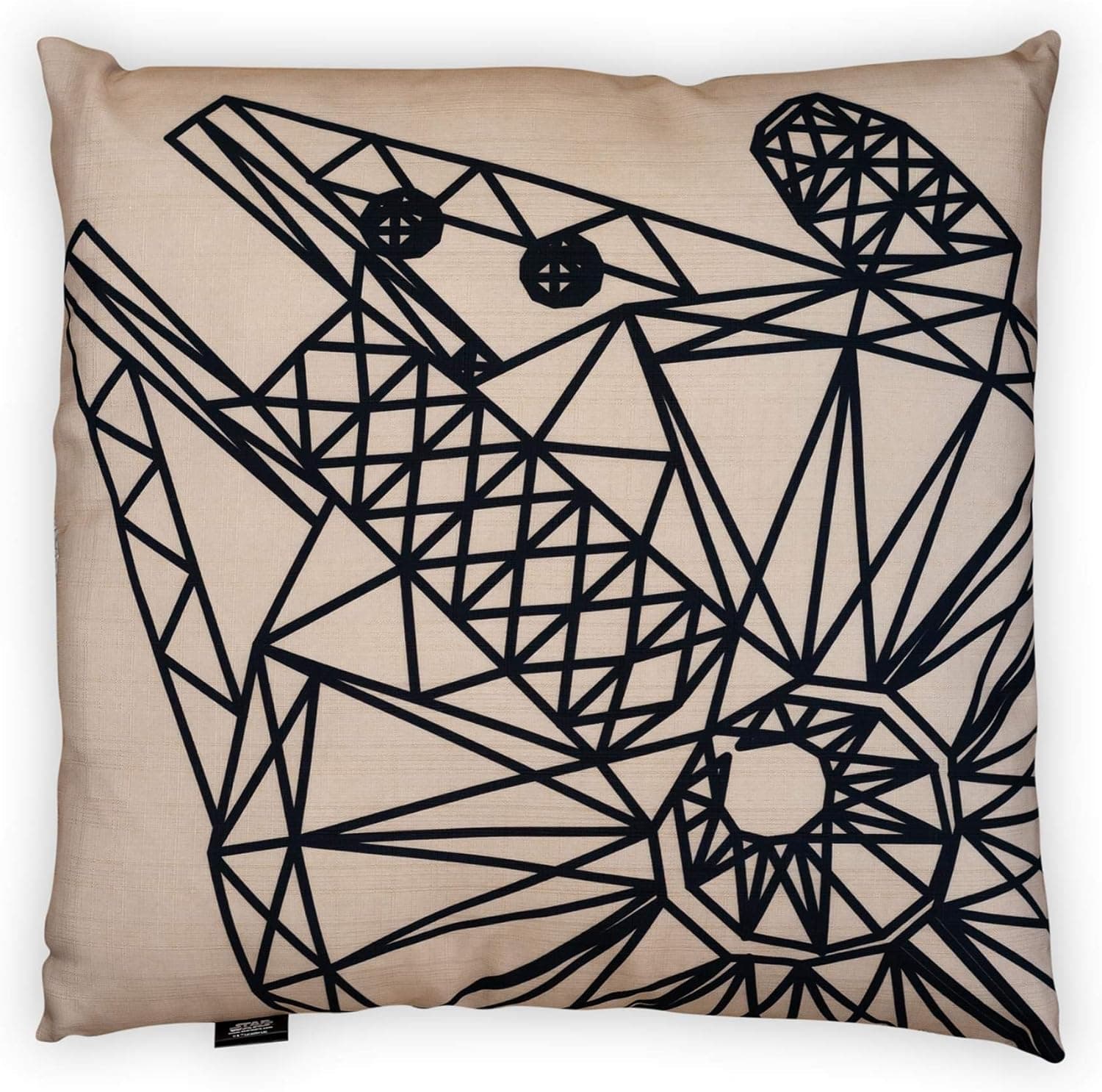 Star Wars Large White Throw Pillow | Black Millennium Falcon Pattern Design | Water & Fade Resistant Fabric For Indoor & Outdoor Use | 25 x 25 Inches