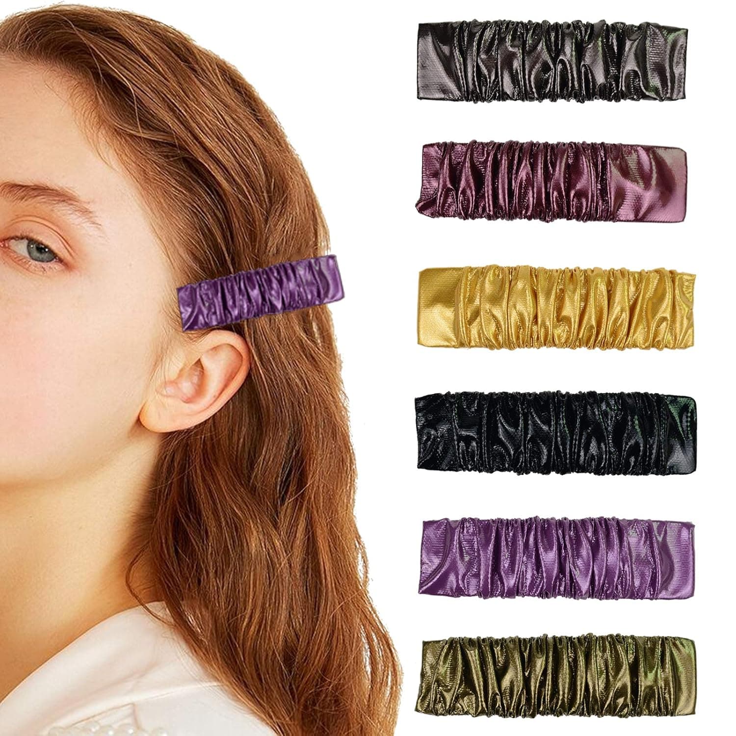 6 Pcs Hair Clips for Women, PU Leather Long 3.2 Inch Barrettes for Thick Hair Accessories