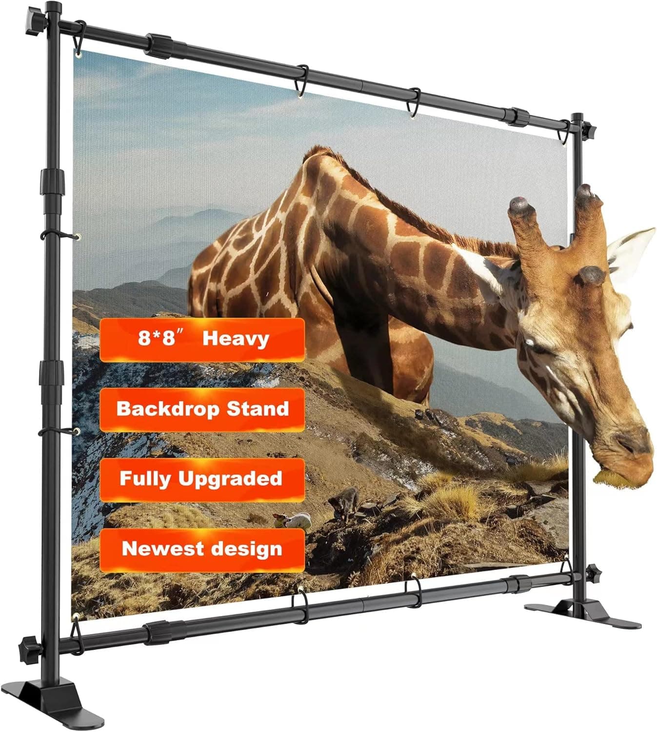 8×8ft Heavy Backdrop Banner Stand and Back Drop Adjustable Stand,Display Stand and Repeat Stand for Studio Backdrop and Screen Stand Photography,Carry Bag