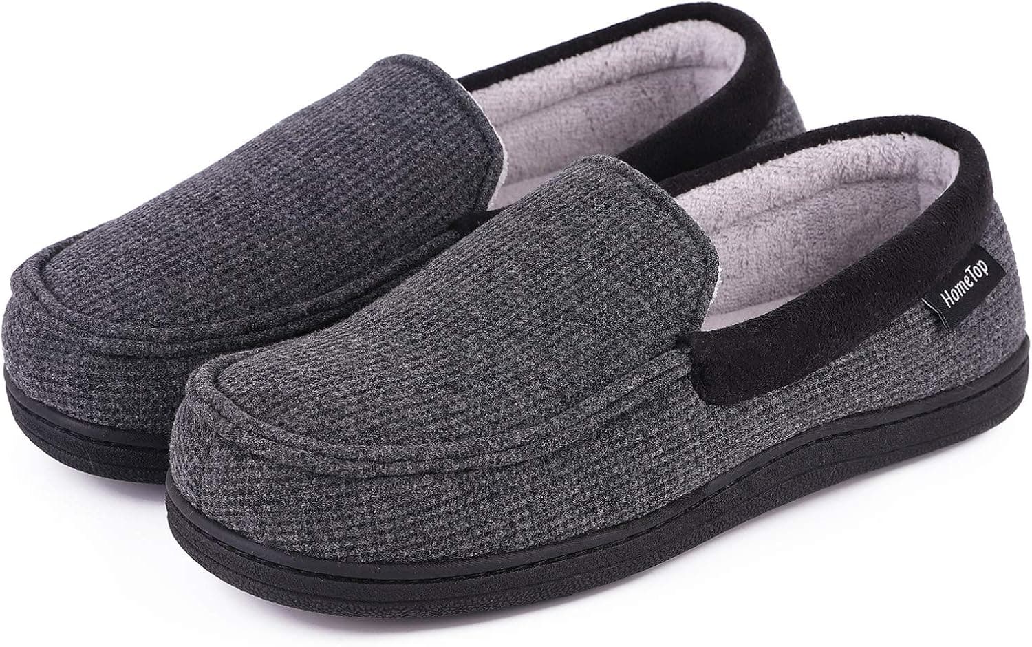 HomeTop Women's Comfy Memory Foam Moccasin Slippers Cotton Knit Terry Cloth House Shoes