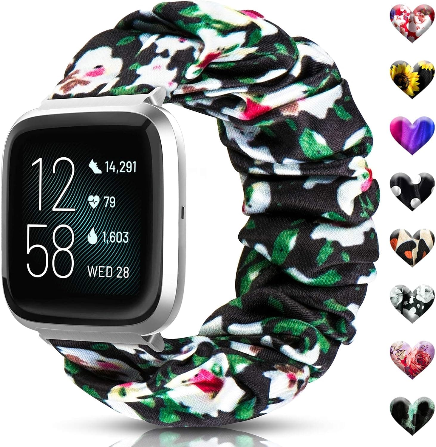 ShunDee Scrunchie Bands Compatible with Fitbit Versa/Versa 2/Versa Lite & Special Edition for Women Men, Soft Fabric Elastic Replacement Wristbands Compatible with Fitbit Versa Versa 2
