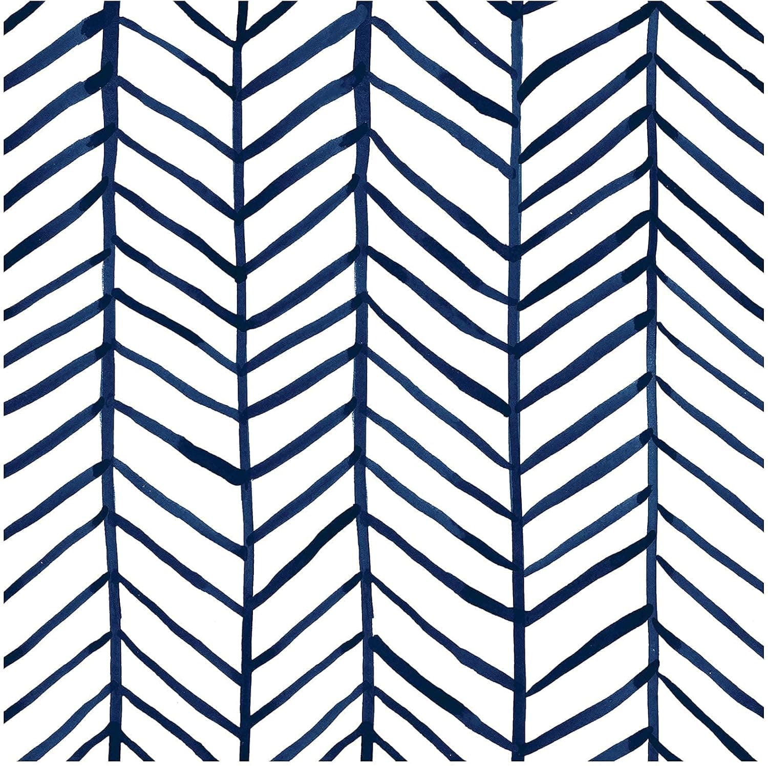 HAOKHOME 96020-2 Modern Stripe Peel and Stick Wallpaper 17.7in x 32.8ft for Bedroom Herringbone Navy Blue Vinyl Removable Decoration 10m