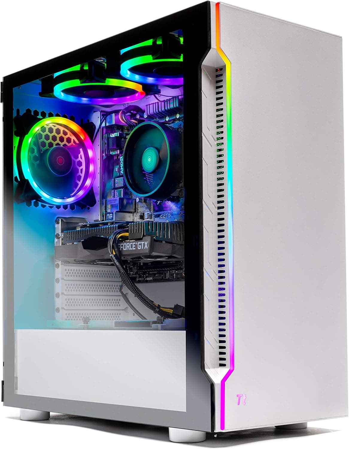 SkyTech Archangel Gaming Computer PC Desktop - Ryzen 5 3600 3.6GHz, GTX 1650 4G, 500GB SSD, 8GB DDR4 3000MHz, RGB Fans, Windows 10 Home 64-bit, 802.11AC Wi-Fi (Renewed)