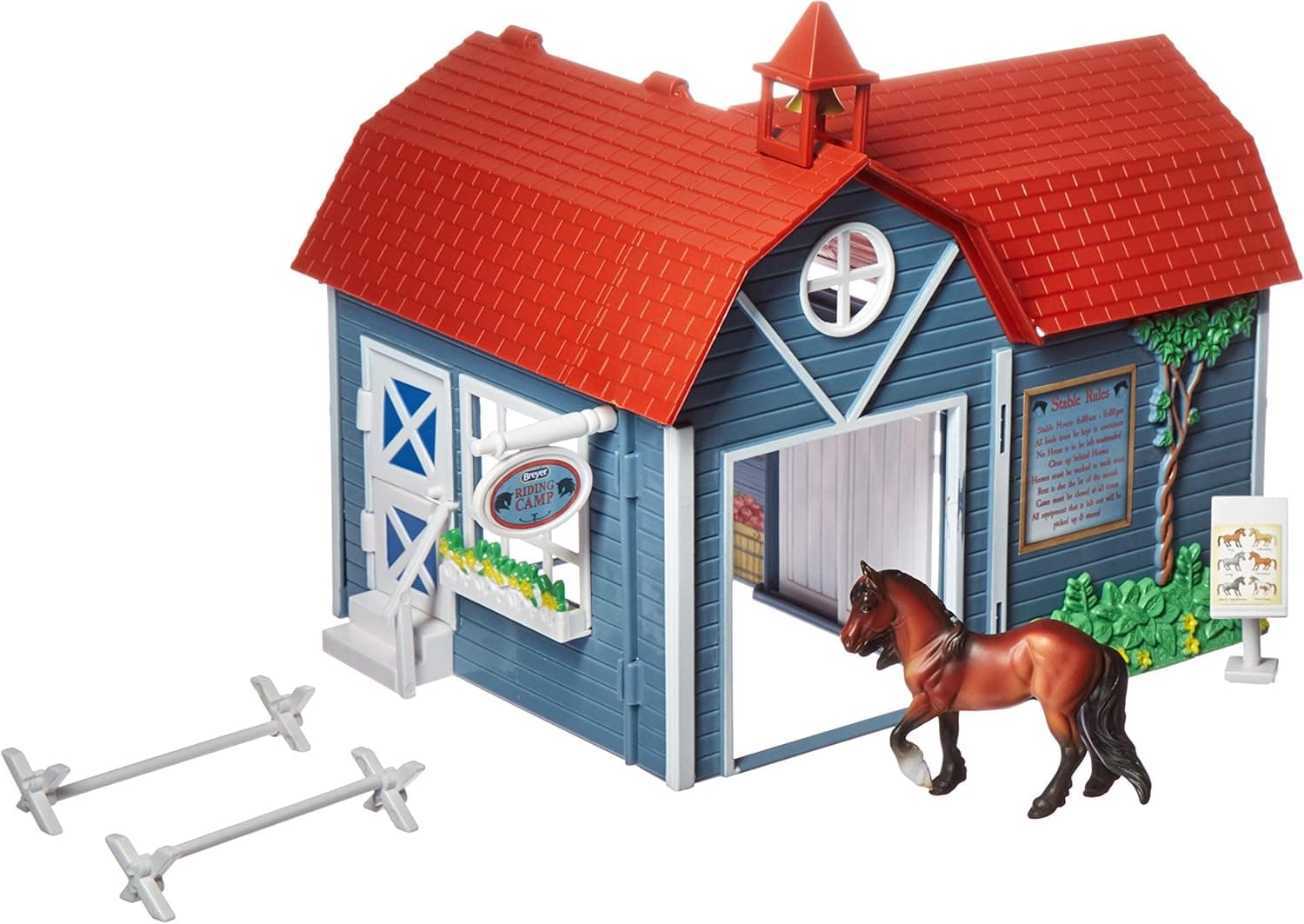 Breyer Stablemates Riding Camp Horse Toy | 8 Piece Play Set with 1 Horse | 9.75" x 7.5" x 8.25" | 1:32 Scale | Model #59212