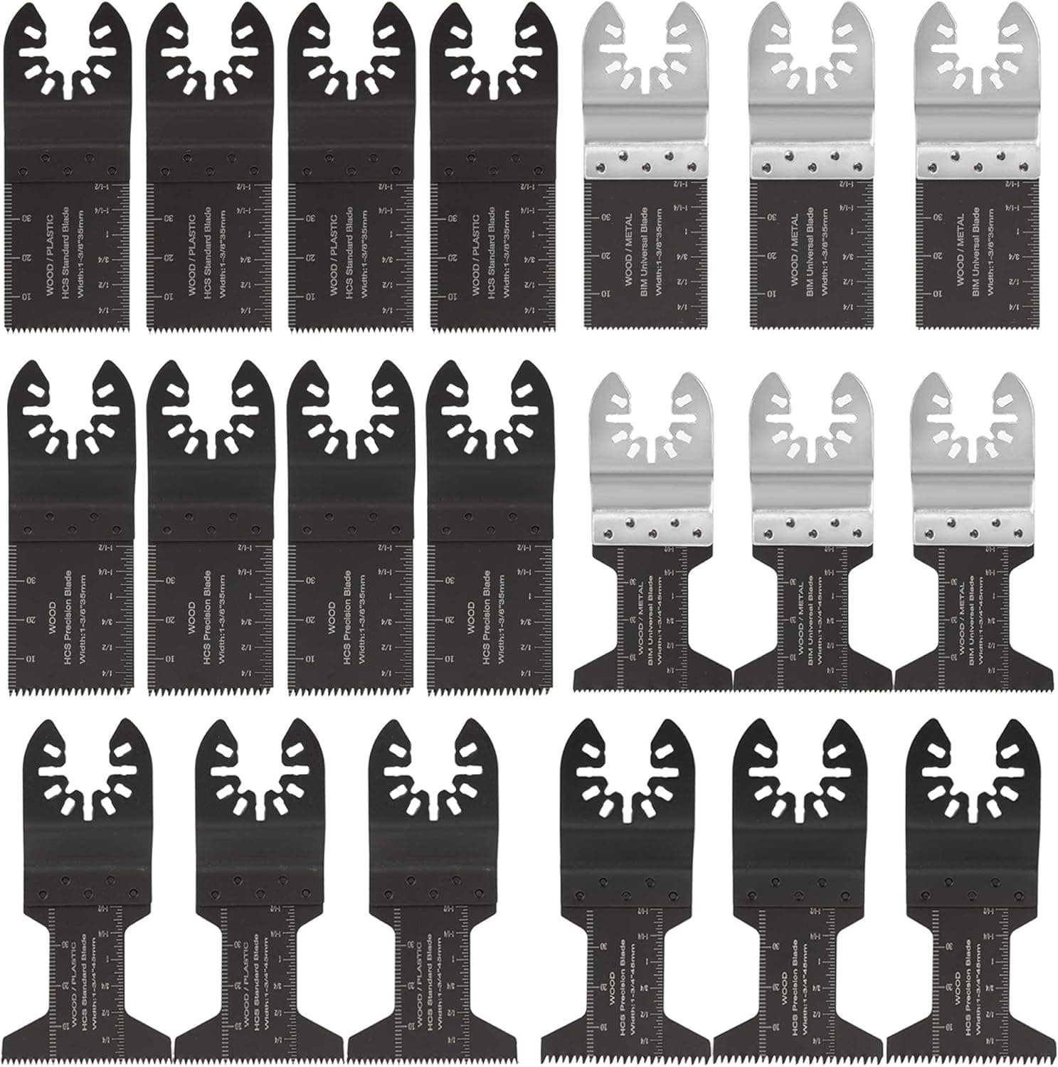 Oscillating Saw Blades, XOOL 20 PCS Multitool Quick Release Saw Blades Fit Fein Multimaster Porter Cable Black & Decker Bosch Craftsman Ridgid Ryobi Makita Milwaukee Dewalt Rockwell Chicago