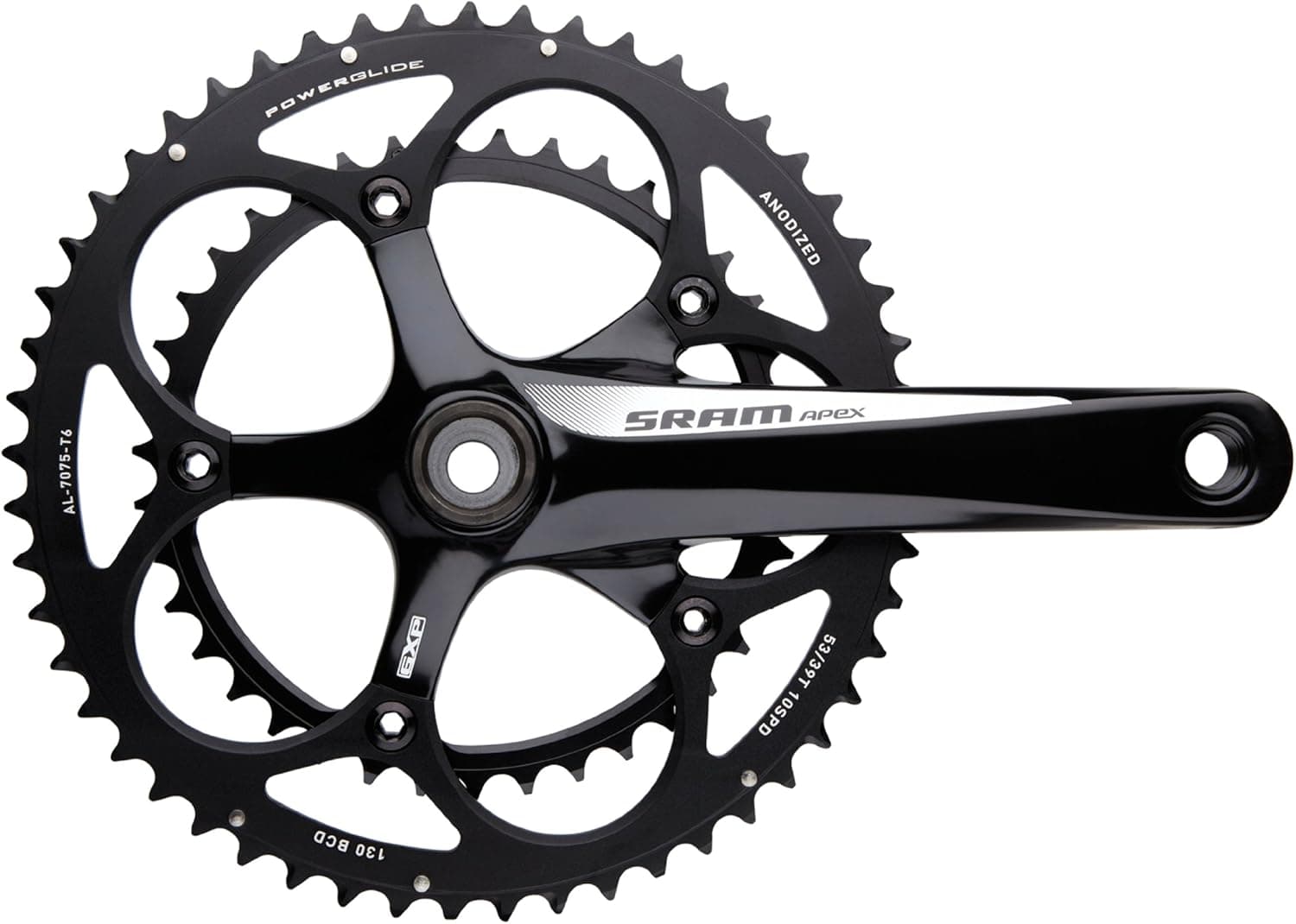 SRAM Apex Crankset 180mm White Logo 50-34 Black Rings GXP BB