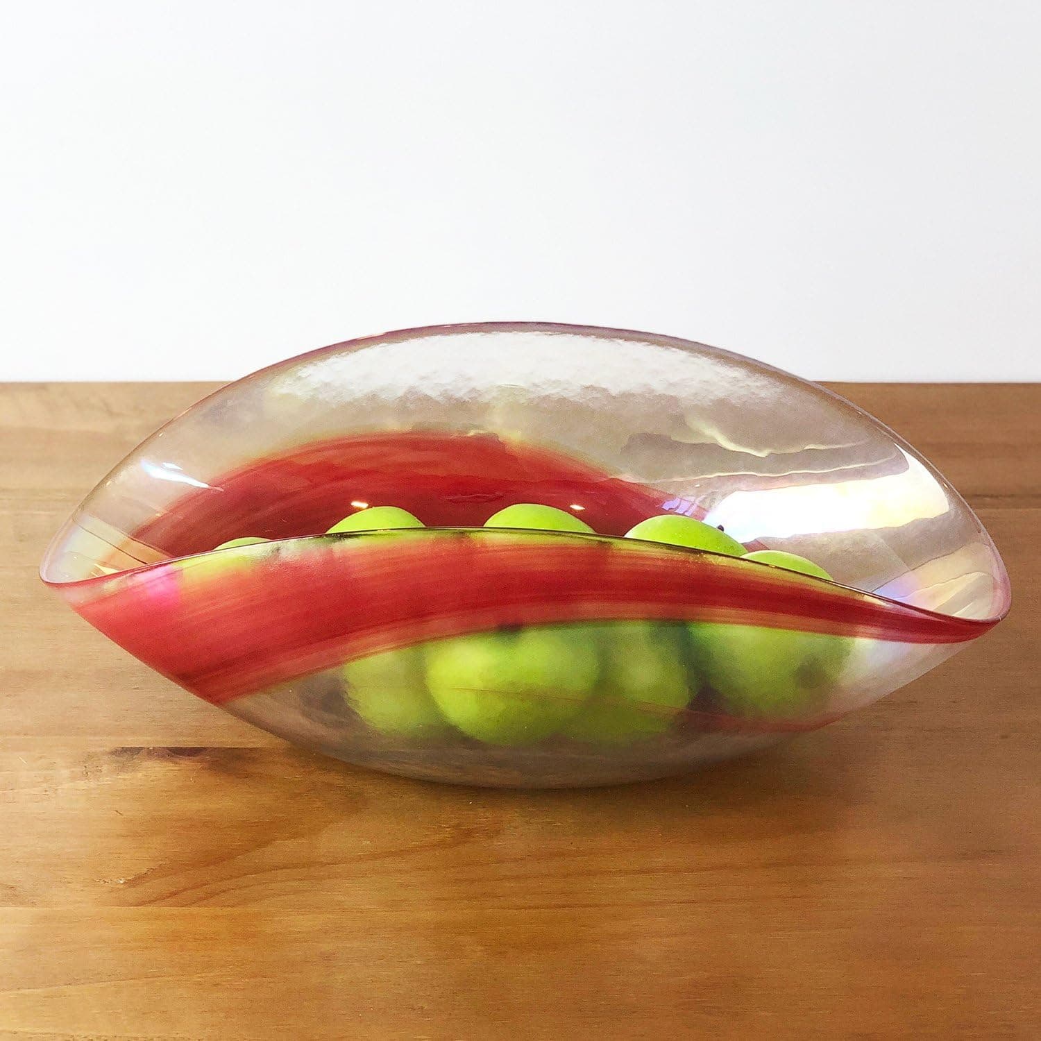 Antico Murano Hand Blown Murano Glass Red Shell Centerpiece, Fruit Bowl, Made in Italy