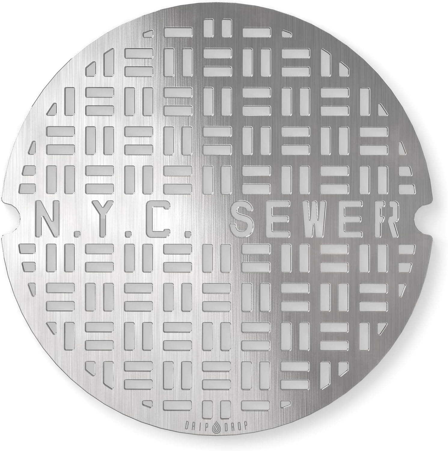 DRIP DROP Custom Shower Drain Cover (4.00in Round, NY Sewer, Stainless Steel)
