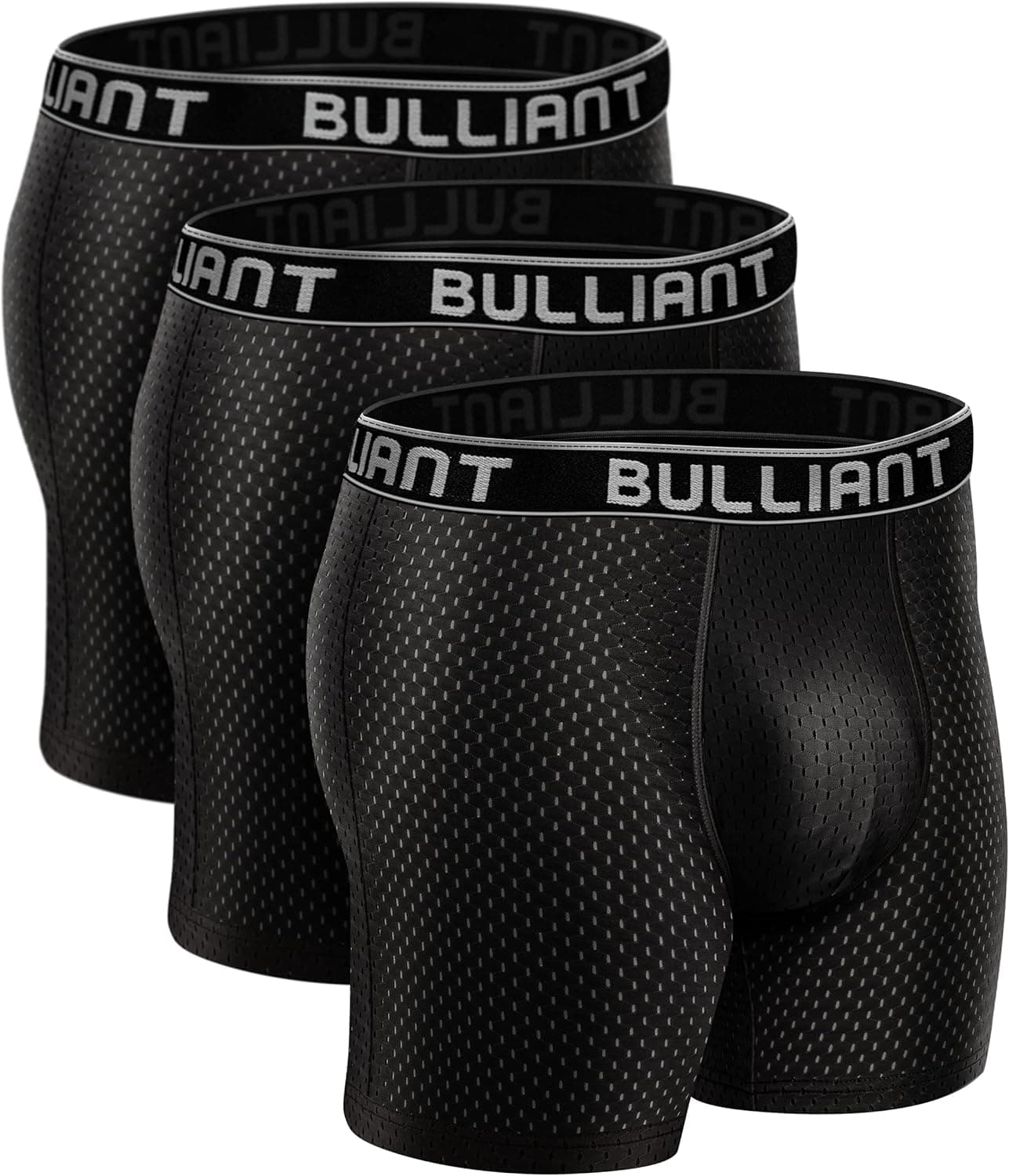 Mens Underwear Briefs 3 Pack,BULLIANT Mesh Athletic Sports Boxer Briefs Low Rise Waisted For Men No Fly
