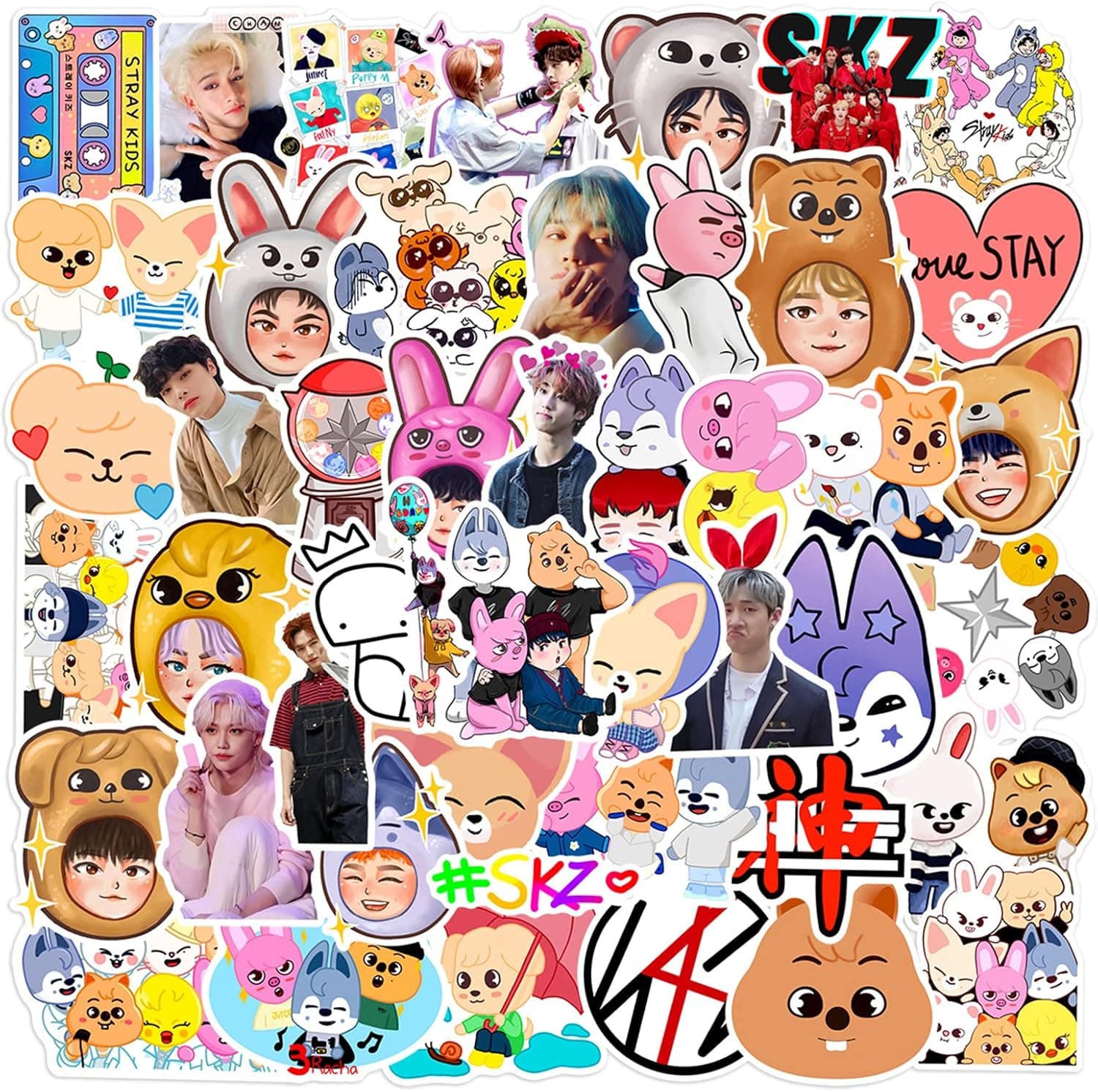 50 Pcs Popular Stray Kids Skzoo Stickers for Water Bottle Waterproof Vinyl Stray Kids Skzoo Decals for Kids Laptop Tablet Scrapbook Binders Luggage Skateboard Educational School Reward Supplies (Stray Kids Skzoo)