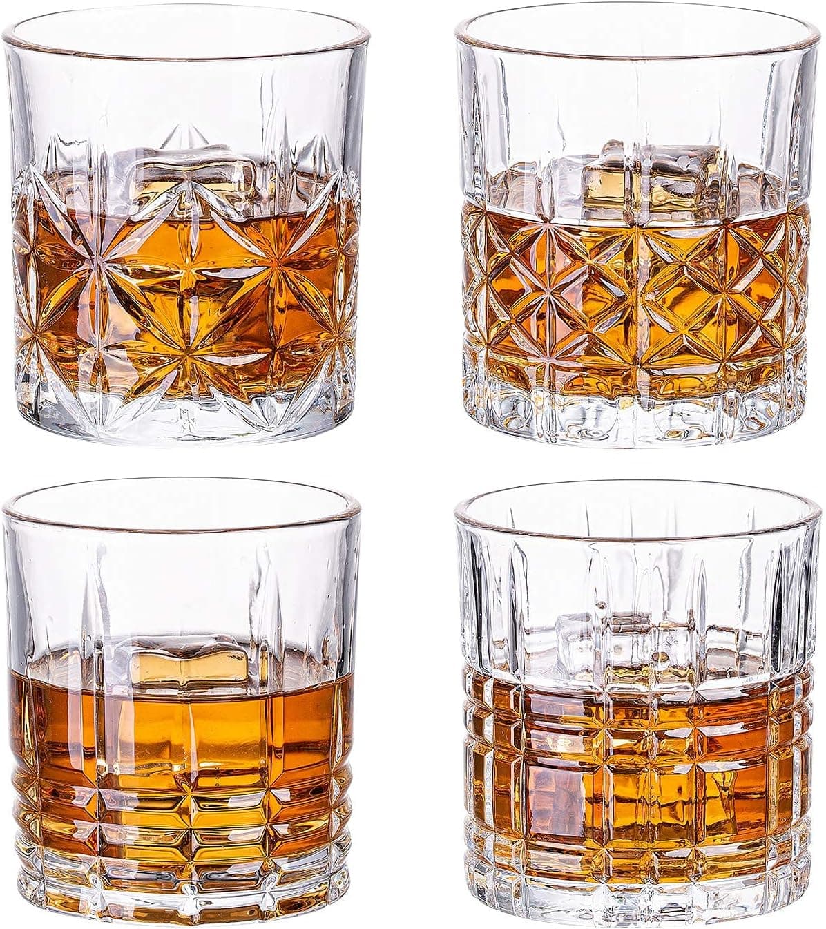 SUNNOW Vastto 11 Ounce Old Fashioned Whiskey Glass,Cocktail Glasses for Bourbon, Scotch, Cocktail, Irish Whisky,Set of 4