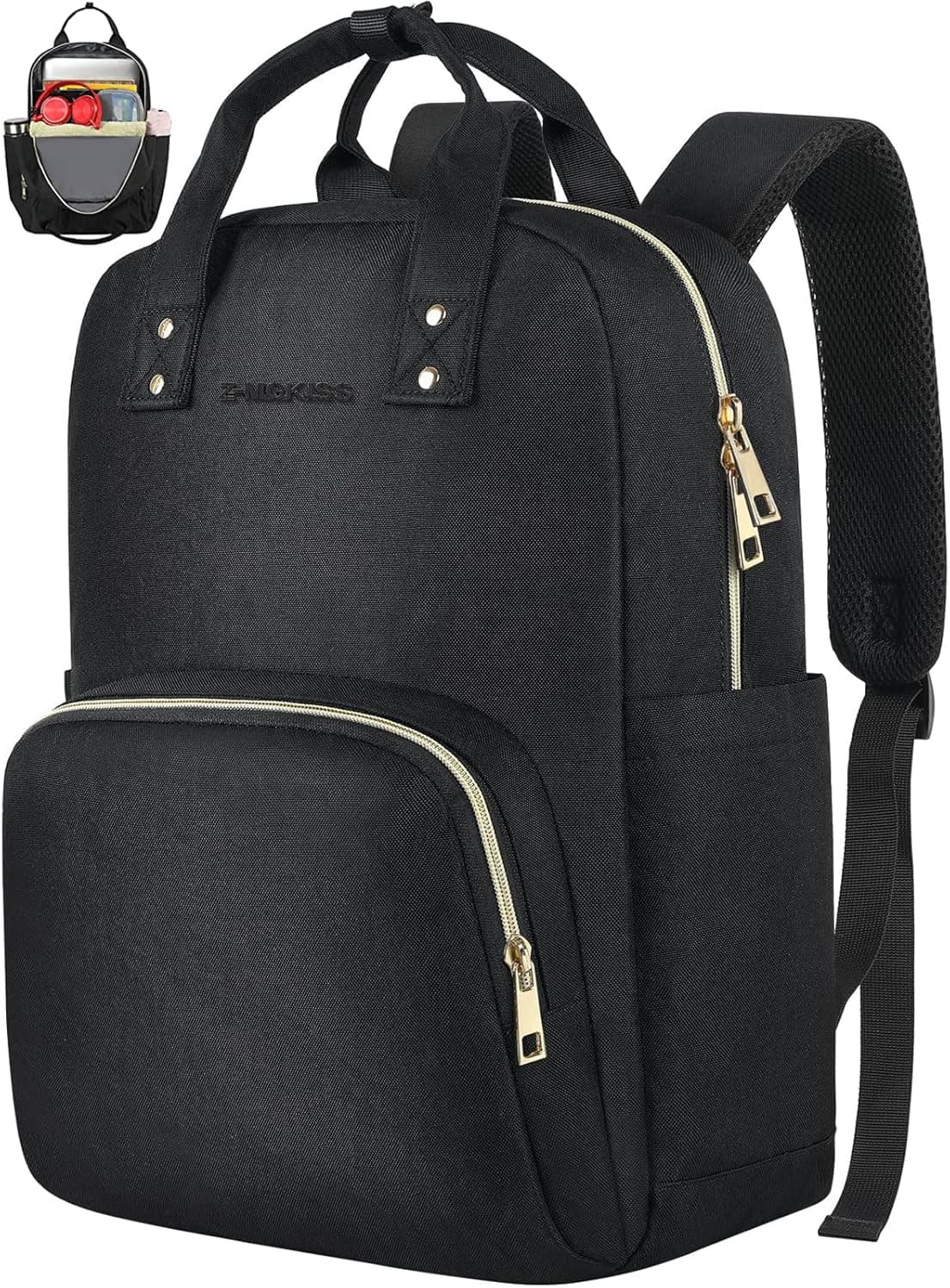 Laptop Backpack Women, Computer Backpack Women, Lightweight Backpack for Travel, Stylish Women Work Bag, College Casual Daypack 15.6 Inch, Waterproof Business Computer Backpack for Ladies Nurse, Black