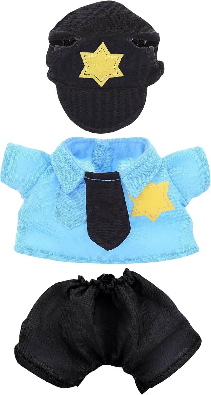 DolliBu Police Officer Dress Up Set for Teddy Bear Plush Toy - Police Outfit for Stuffed Animals, Cute Set of Police Hat, Shirt, Pants for Teddy Bear Stuffed Animal - Small, Fits Most 6-Inch Plush