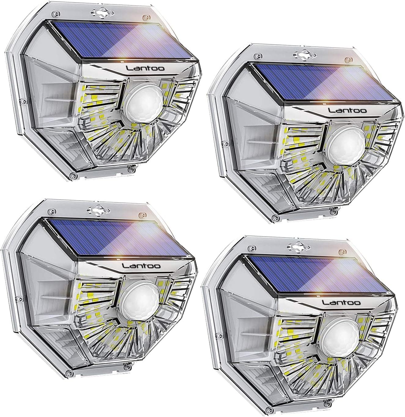 Lantoo Solar Motion Sensor Light Outdoor, 40 LEDs Solar Lights Outdoor, IP65 Waterproof Solar Security Decorative Wall Lights 270° Wide Angle for Step Stair, Yard, Path, Patio, Fence, Garage (4 Pack)