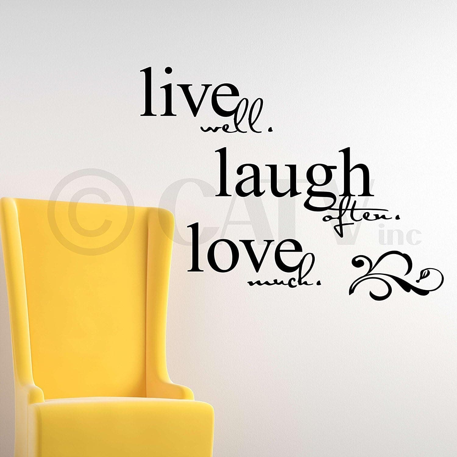 LARGE - Live well Laugh often Love much 20" h x 26" w Vinyl Lettering Wall Sayings Quote Decal Sticker Home Decor
