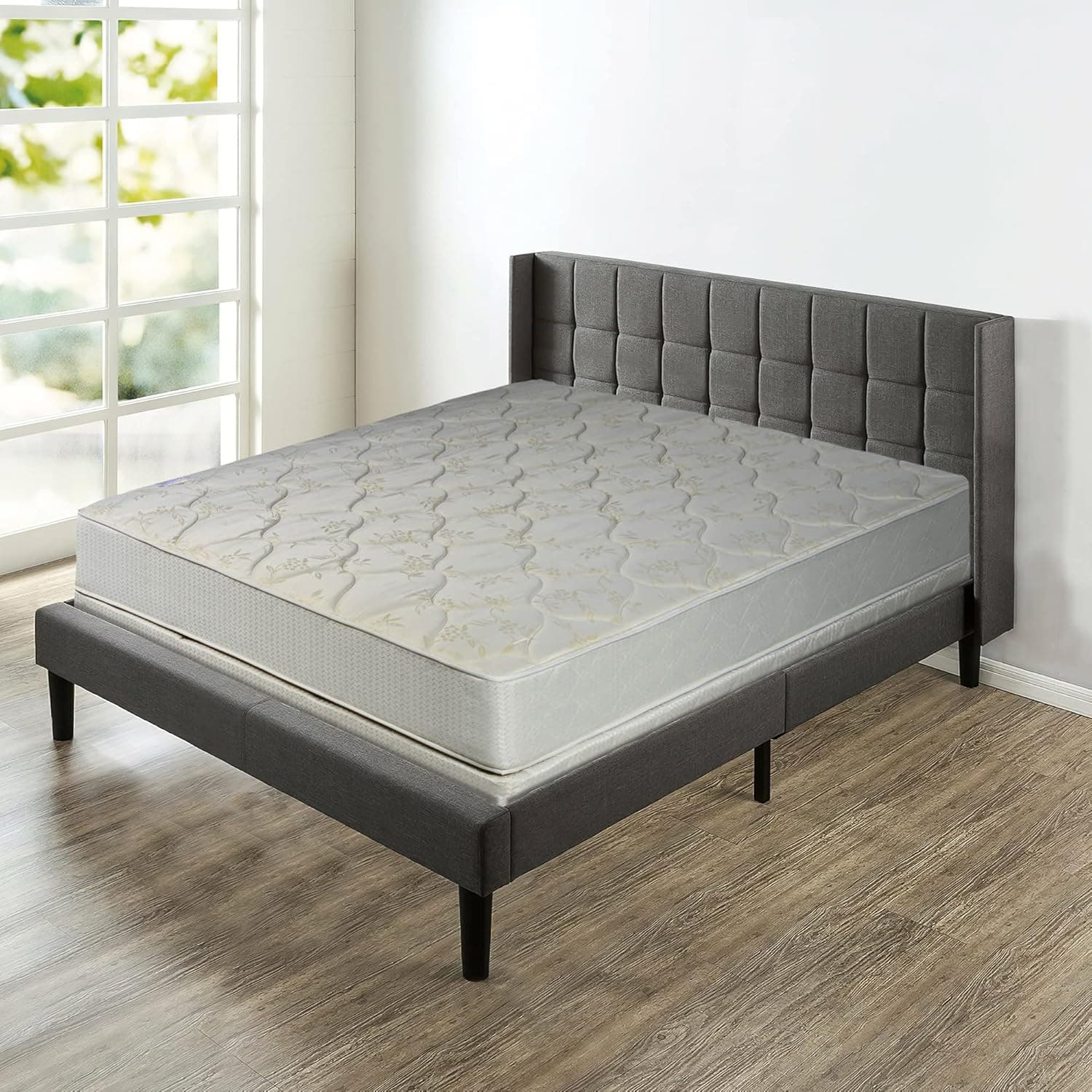 Greaton, 9-Inch Gentle Firm Tight top Innerspring Mattress & 8" Wood Box Spring Set, Queen