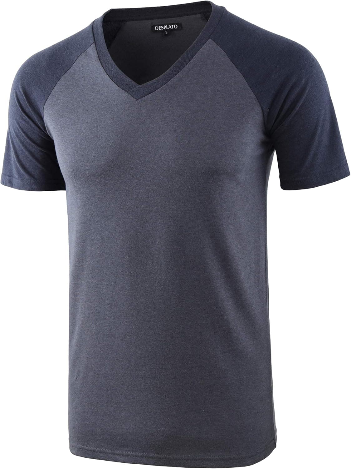 DESPLATO Mens Casual Vintage Short Raglan Sleeve Running Hiking Baseball V Neck Active T Shirts