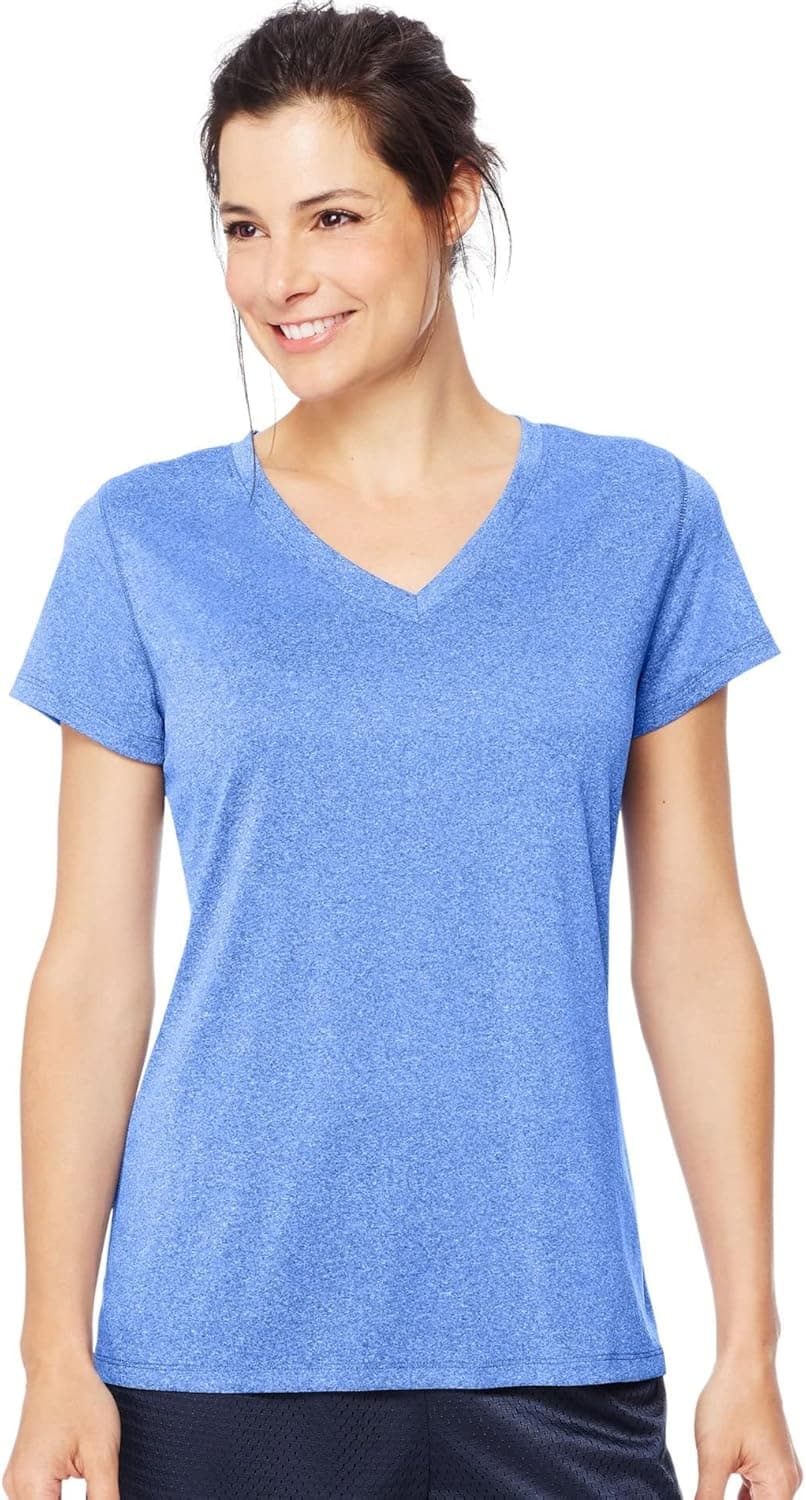 Hanes Women's Cooldri Short Sleeve Performance V-Neck T-Shirt (1 Pack)