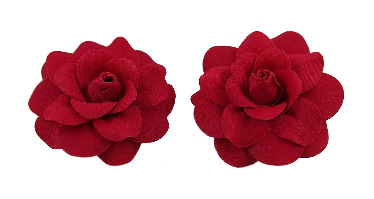 Bonitagirl 1 Pair Mini Rose Flower Hair Clip (Red Velvet)