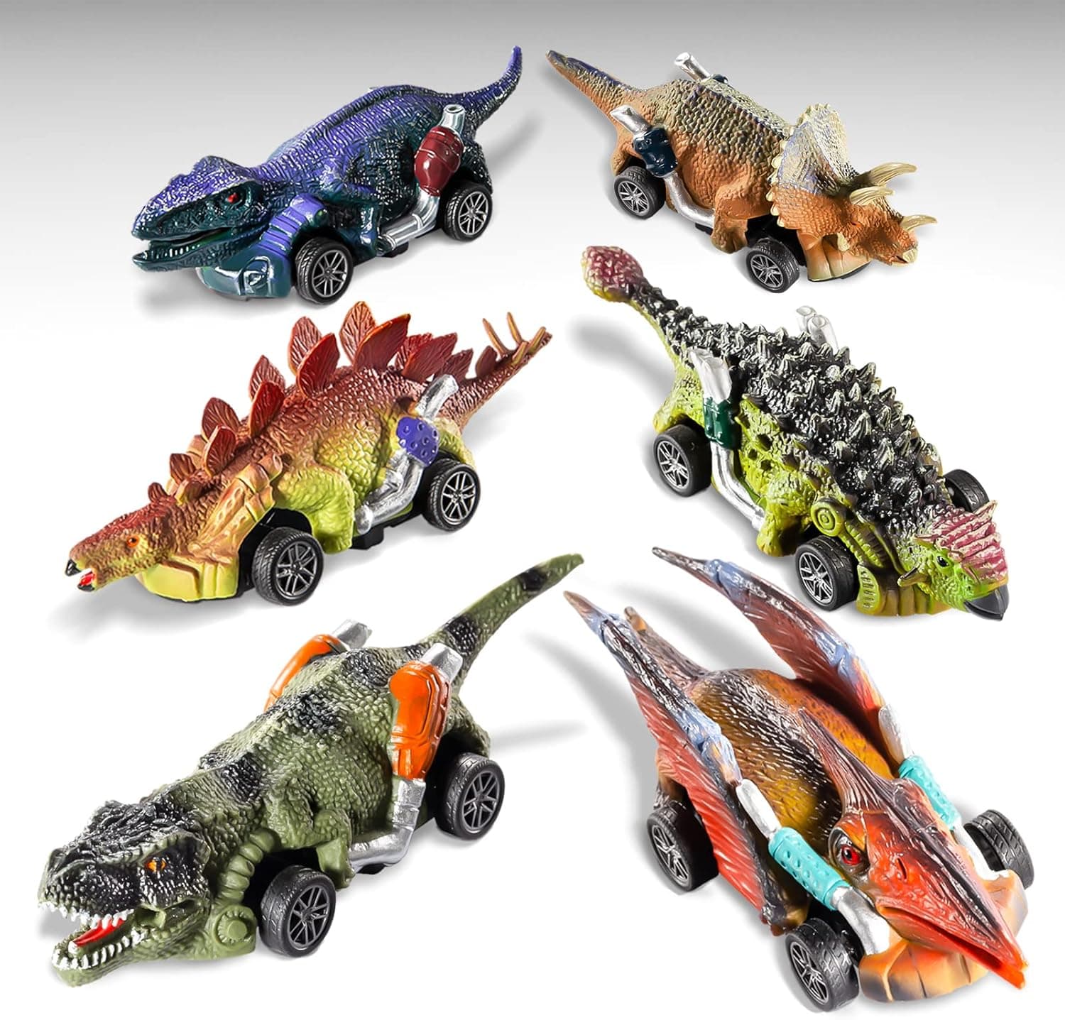 Dinosaur Toys for Kids 3-5-7 | Pull Back Dinosaur Car Toys with Play Mat | 6 Pack Dino Toys for 3 Year Old Boys and Toddlers | T-Rex Dinosaur Games Monster Trucks | Dinosaur Toy Vehicle Playsets Gifts