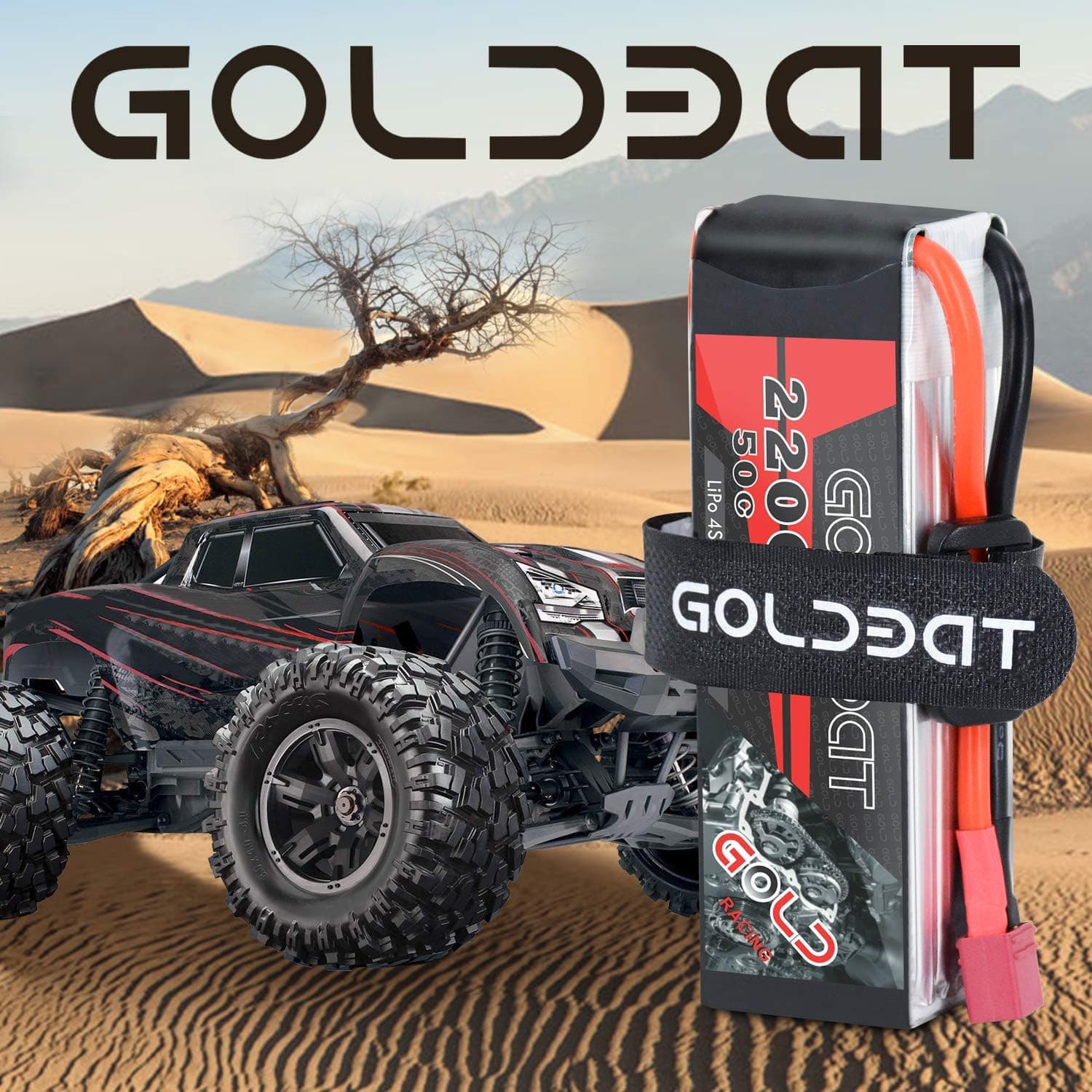 GOLDBAT 14.8V 2200mAh 50C 4S LiPo Battery with Deans Plug and XT60 Connector for RC Evader BX Car RC Truck RC Truggy RC Heli Airplane UAV Drone FPV Racing