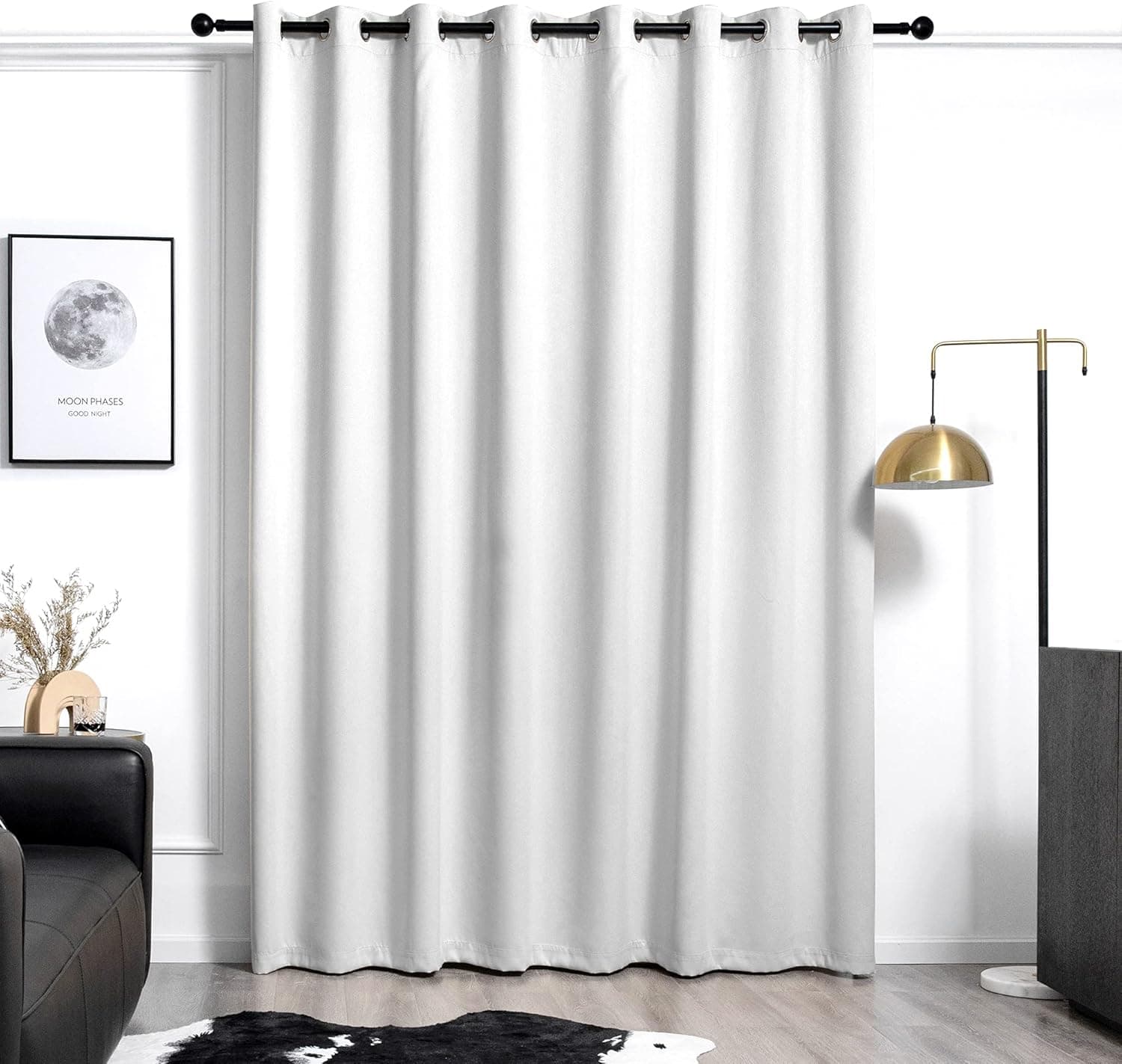 VANASEE Greyish White Blackout Curtains for Bedroom - Grommet Thermal Insulated Soundproof Window Curtains for Living Room (1 Panel, 100 by 96 Inch, Greyish White)