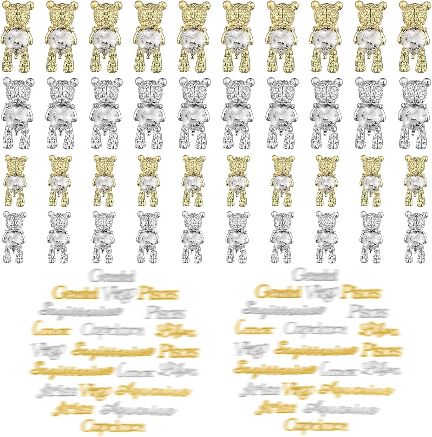 88 Pieces 3D Nail Charms Zodiac Bear Charms Nail Kawaii Art Include 40 Pieces Teddy Rhinestones Charms 48 Pieces Twelve Zodiac Charms Accessories for Acrylic Nails DIY Decoration