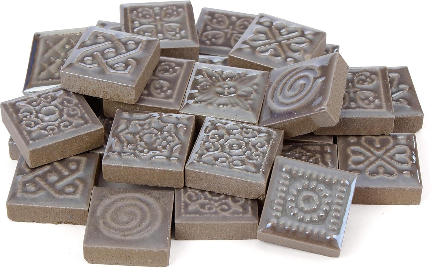 Milltown Merchants 9/10 Inch (23mm) Gray Ceramic Mosaic Tile - Bulk Mandala Mosaic Tiles - 1 Pound (16 oz) Zen Tile Assortment for Backsplash, Murals, and Mosaics