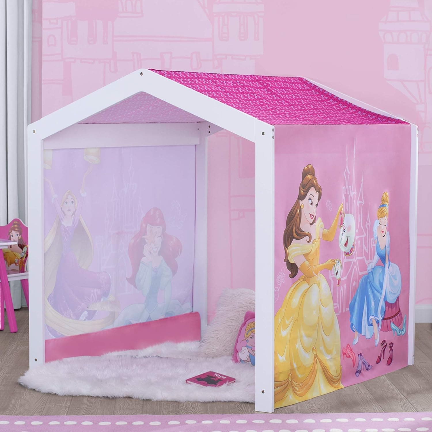 Disney Princess Indoor Playhouse with Fabric Tent for Boys and Girls by Delta Children - Greenguard Gold Certified, Great Sleep or Play Area for Kids - Fits Toddler Bed