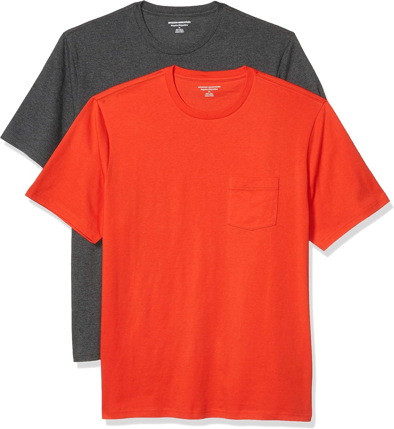 Amazon Essentials Men's Regular-Fit Short-Sleeve Crewneck Pocket T-Shirt, Pack of 2