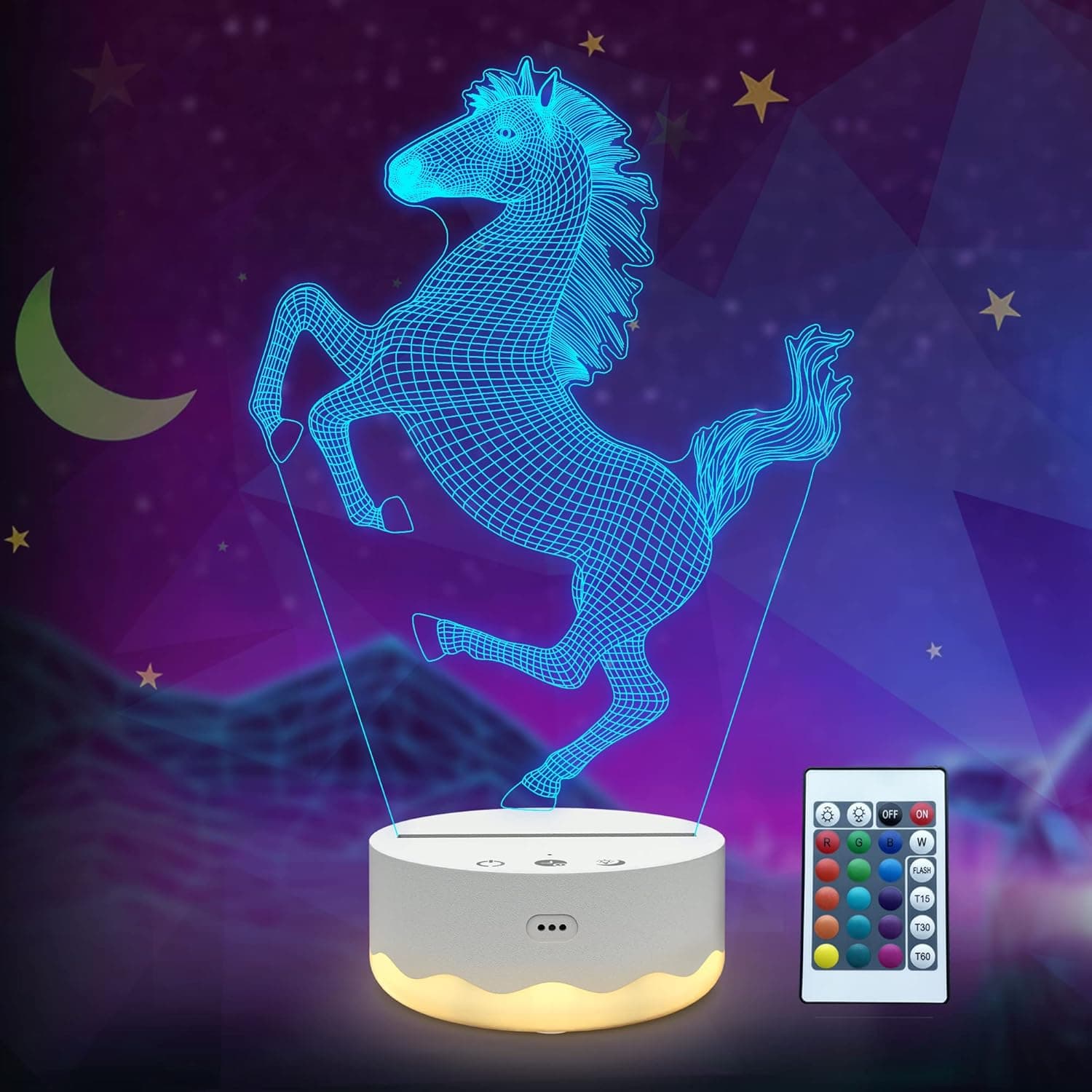 Horse Gifts for Kids, Horse Night Light, Horse lamp with Remote + Touch 16 Color Flashing Changing + Timer Desk Lamps Kids Room Decor Best Festival Birthday Gifts