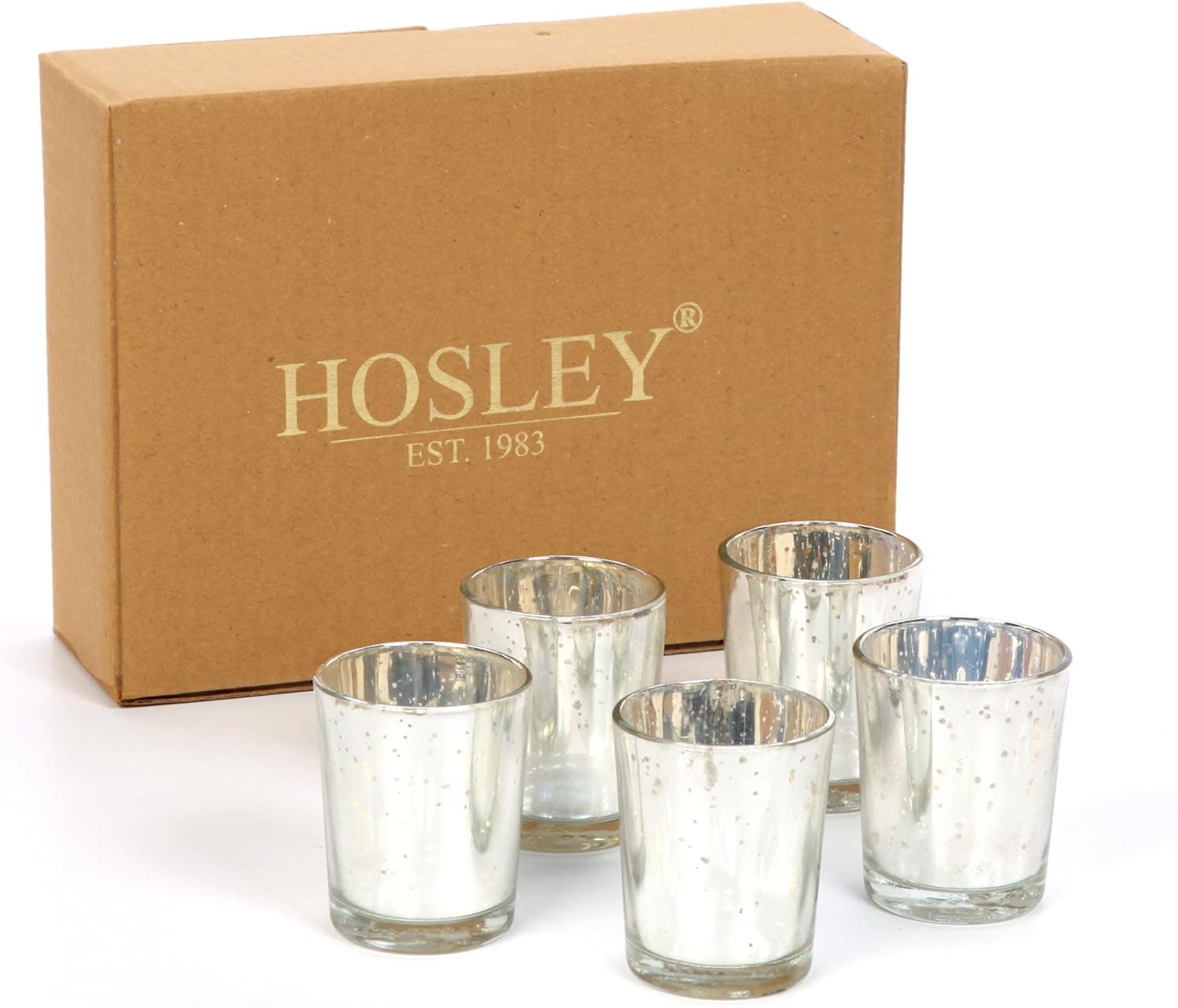 Hosley Silver Speckled Metallic Glass Votive Holder Set of 12 Pieces Antique Aged Finish 2.5 Inches High Ideal Gift for Wedding Bridal Party Home Decor LED Tea Light Votive Gardens O4