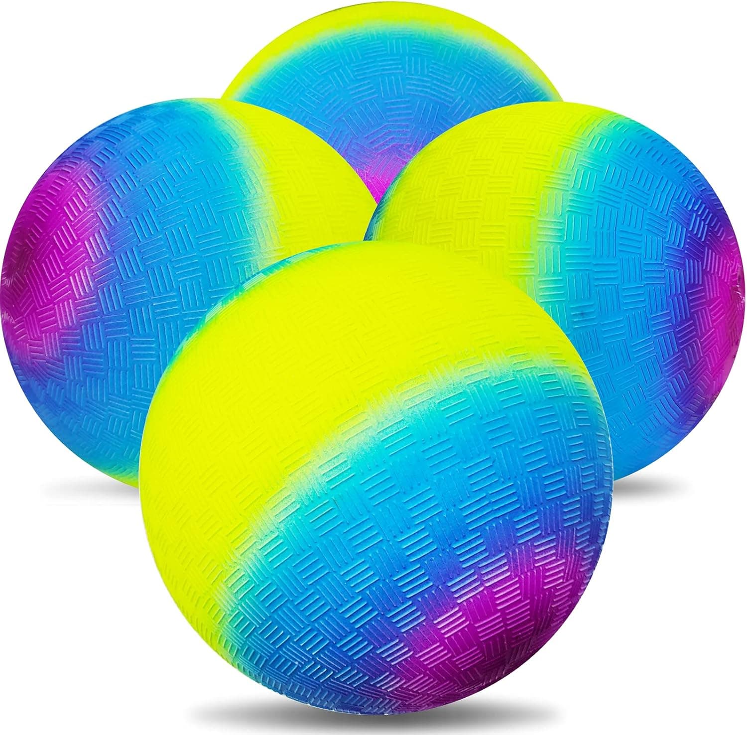 Visen 4Pcs Rainbow Playground Balls for Kids&Adults with 1 Hand Pump,8.5Inch Colorful Rubber Bouncy Balls,Inflatable Multi Colors Kick Balls Handball,Durable Indoor&Outdoor Play Toys