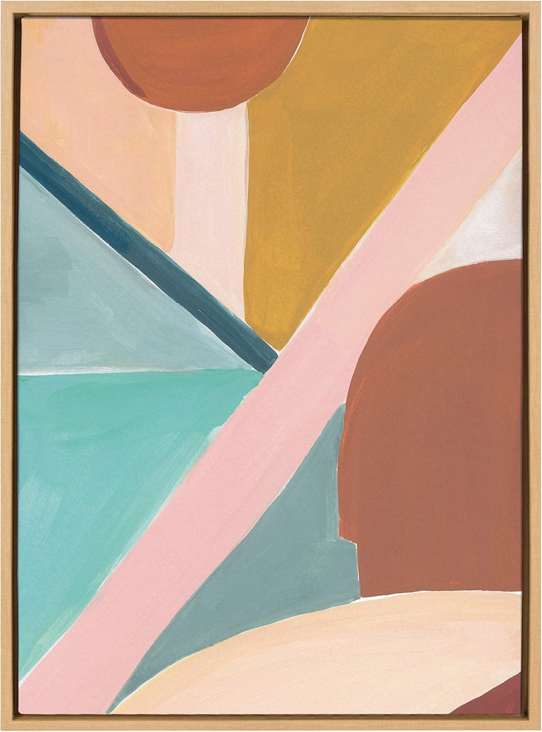 Kate and Laurel Sylvie Teotitlan Valley Study 2 Framed Canvas Wall Art by Kate Aurelia Holloway, 23x33 Natural, Mid-Century Modern Abstract Art for Wall