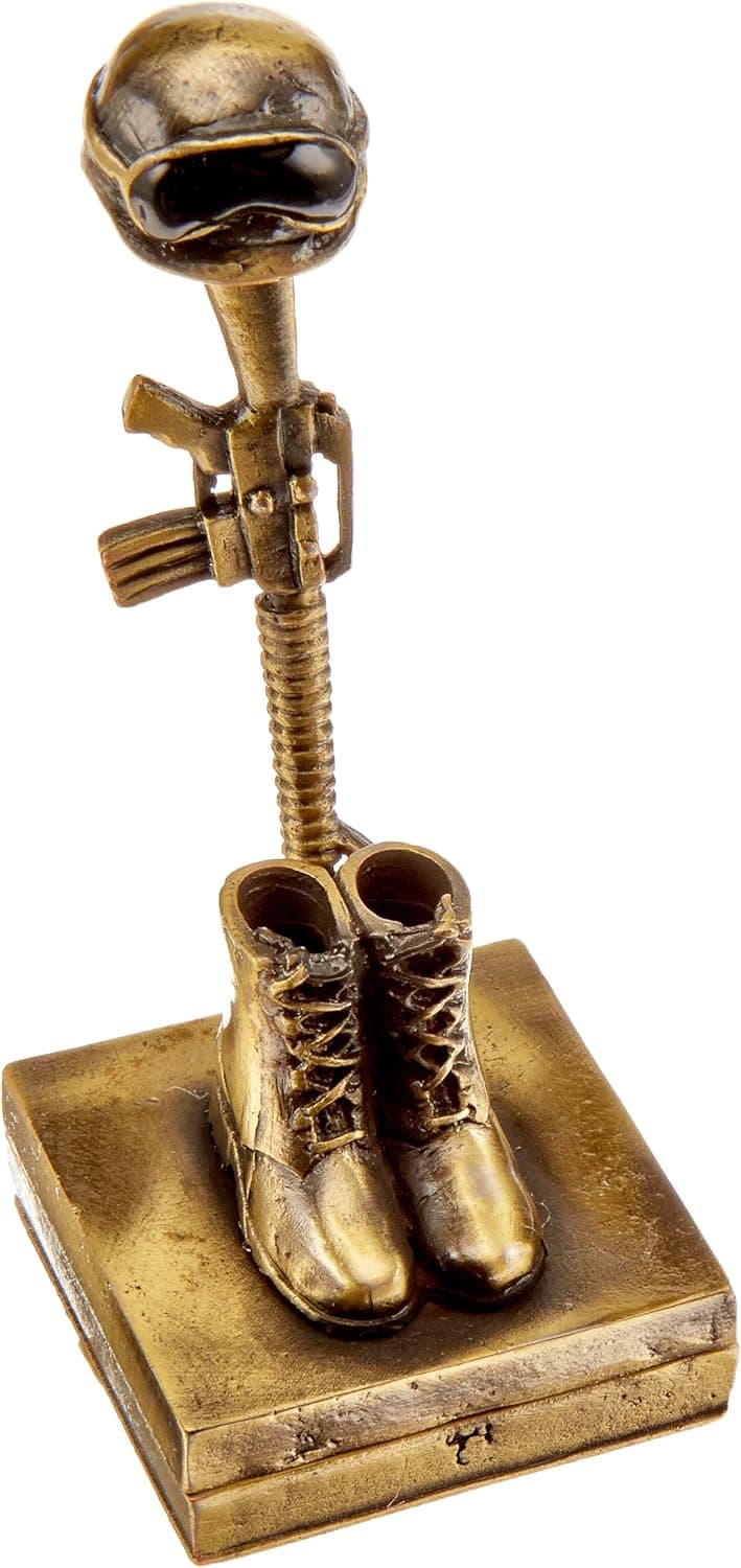 Objet d'art Release No.237 "Empty Boots" Fallen Soldier Tribute Handmade Metal Trinket Box