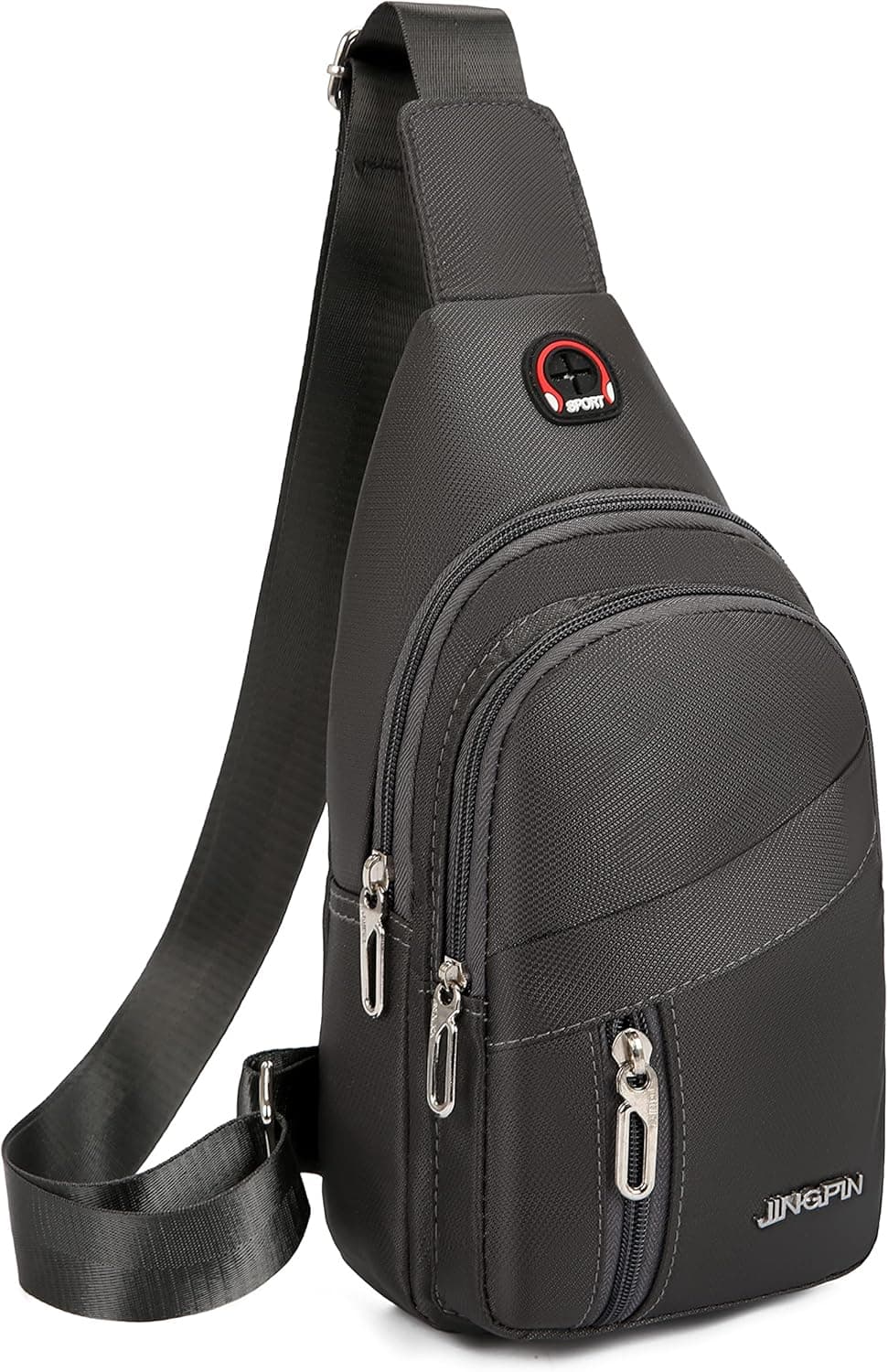 YERCHIC Small Sling Backpack Men Women Wallet Purse Crossbody Chest Bag with Earphone Hole for Travel Outdoor Sports Casual Daypack (Grey)