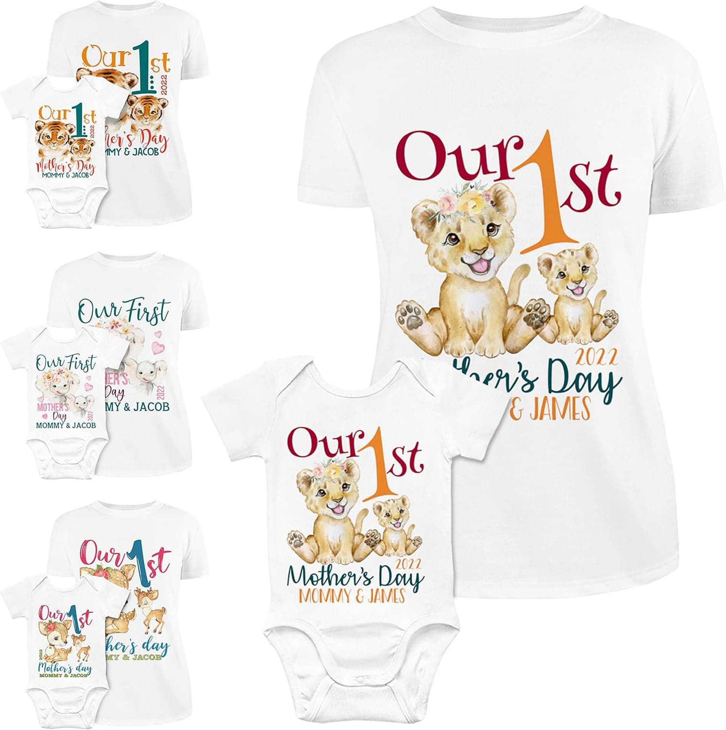 Amazing Items First Mothers Day Gifts Mathcing Tee, Personalized 1st Mom Shirt & Baby Bodysuit