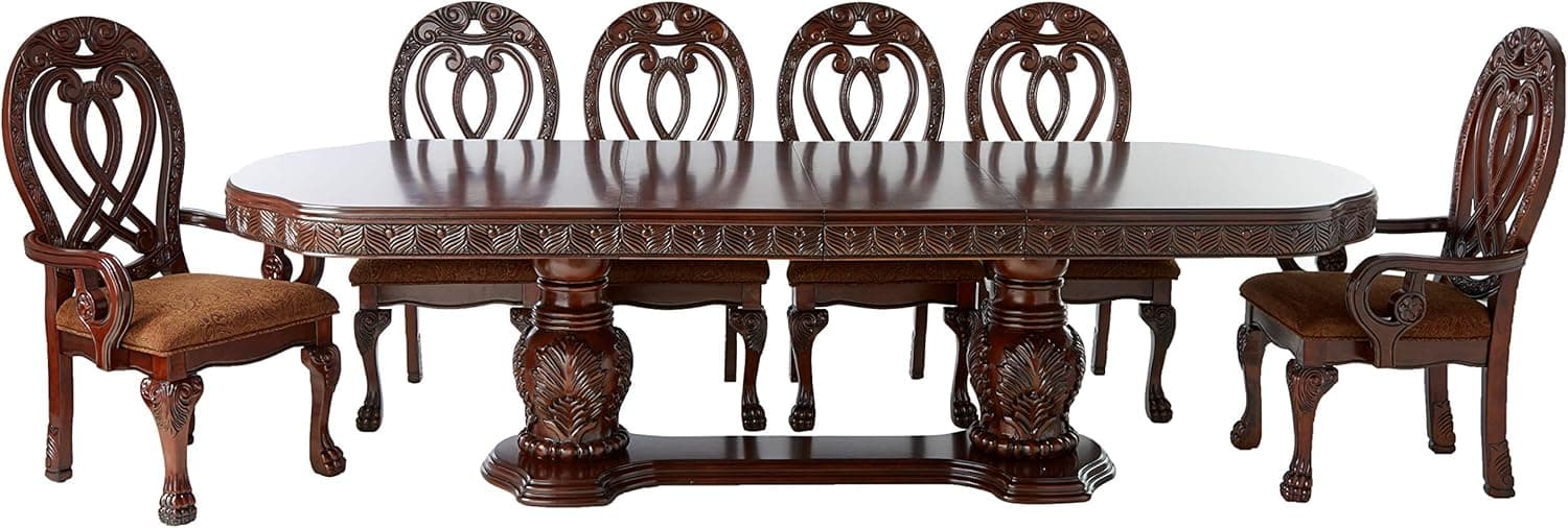 HOMES: Inside + Out Aragon 7 Piece Formal Dining Table Set, Cherry